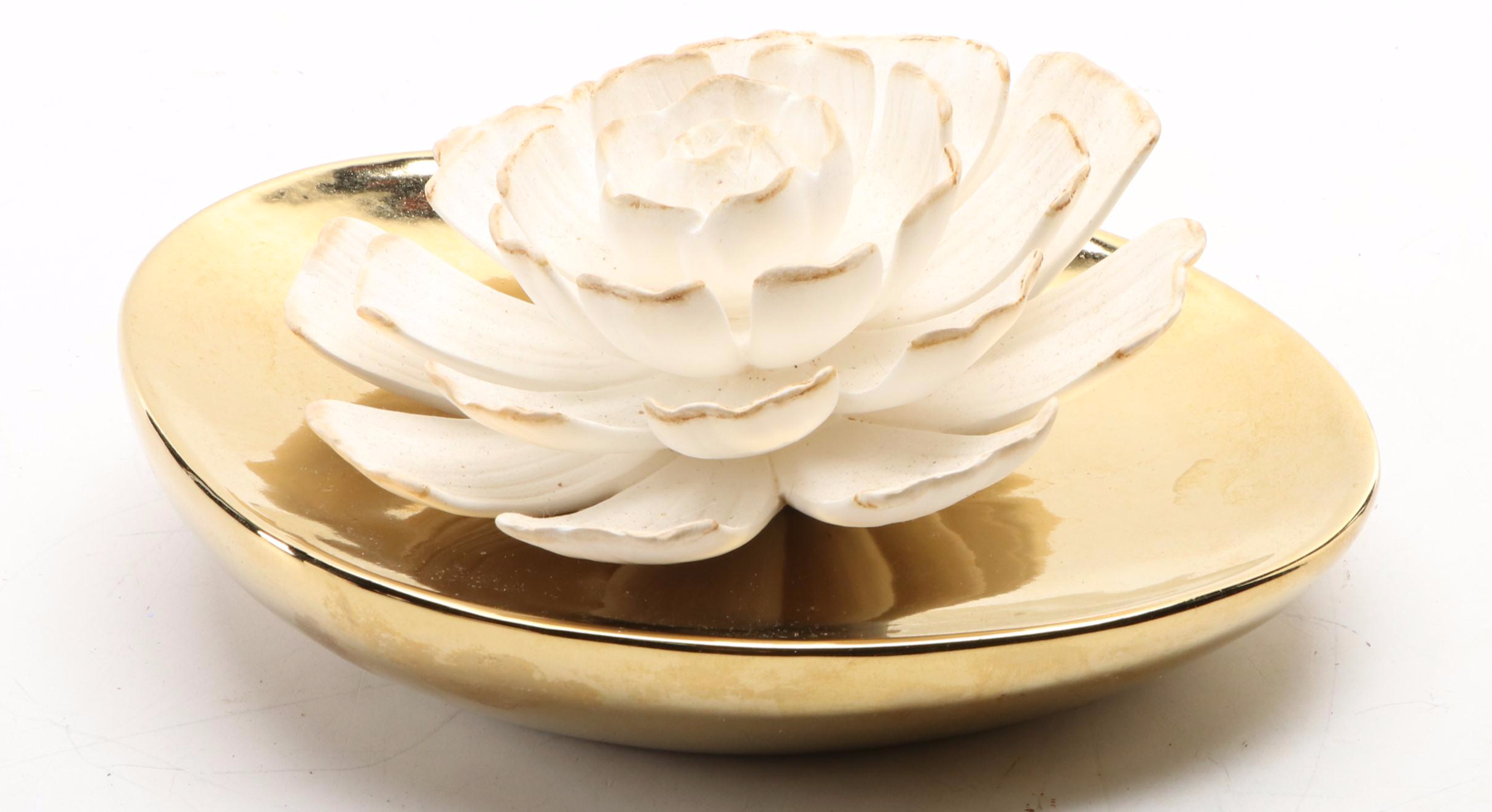 Zodax Porcelain Flower Diffuser with Textured Ceramic Vase and Wooden Box