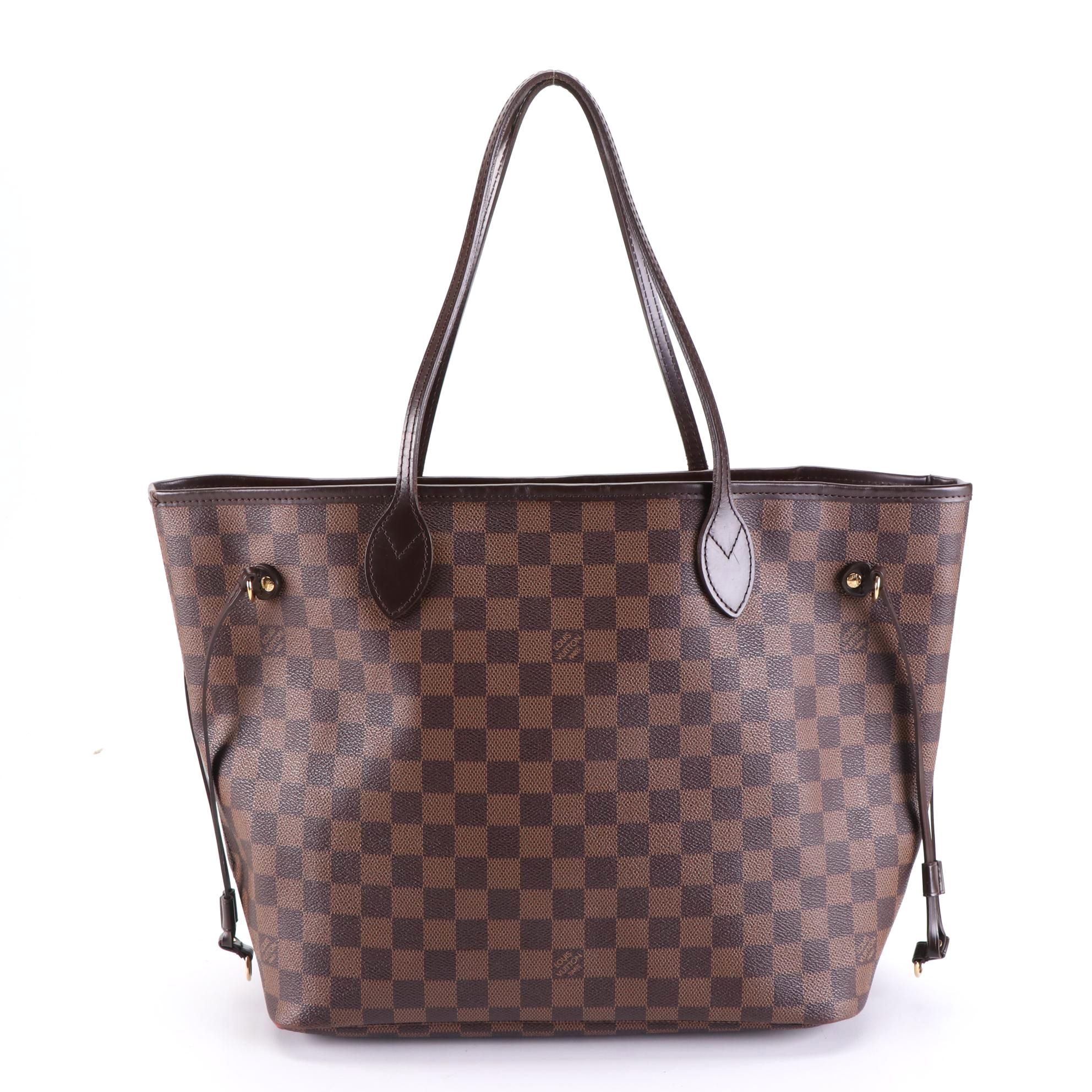Louis Vuitton Neverfull MM in Damier Ebene Canvas and Leather with Box