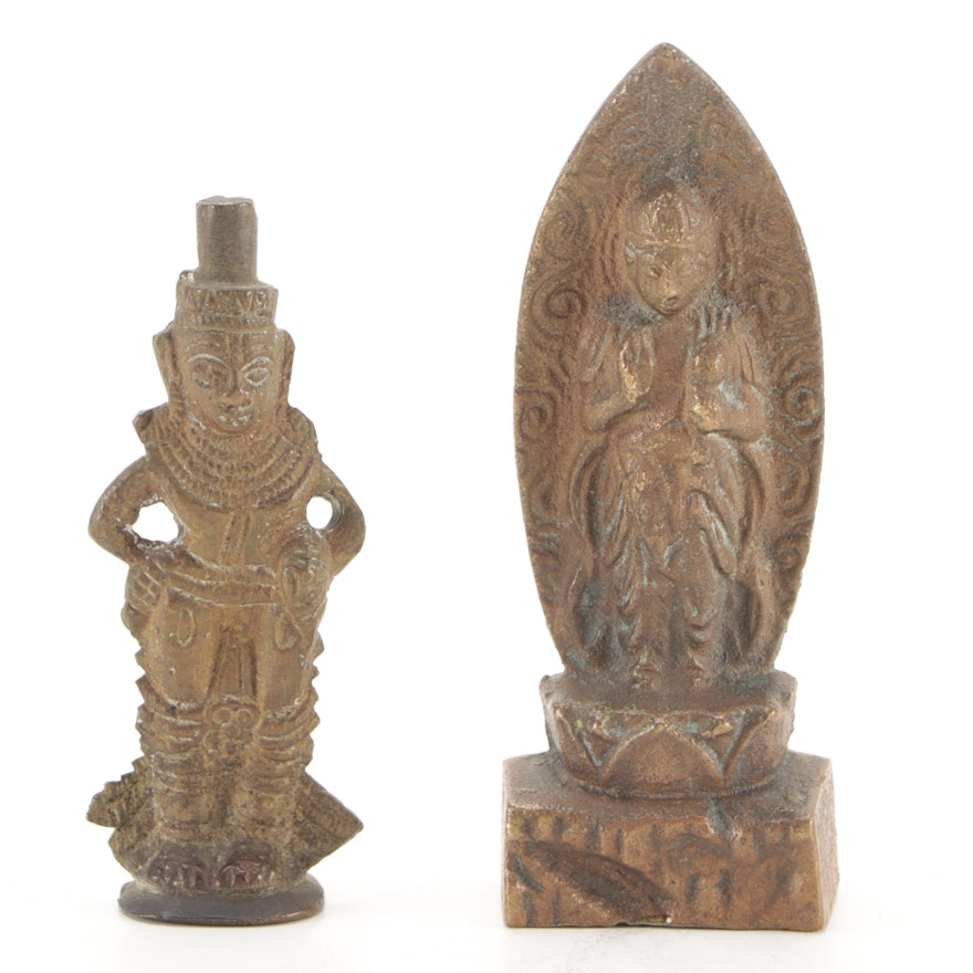 Southeast Asian Cast Brass Vithoba and Other Hindu Figure