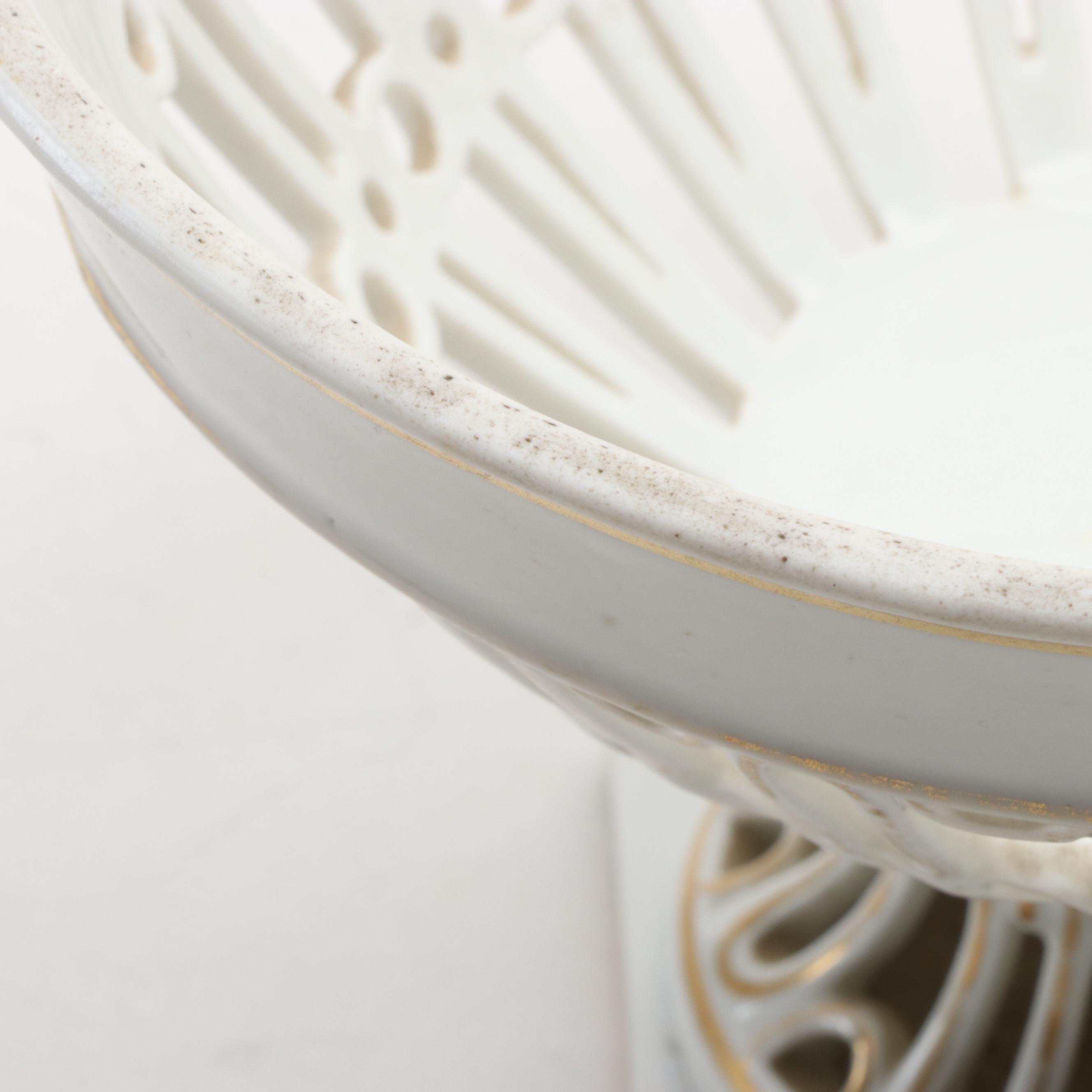 Royal Worcester "Arcadia" Cake Plate with Old Paris Compote and Other Bowl