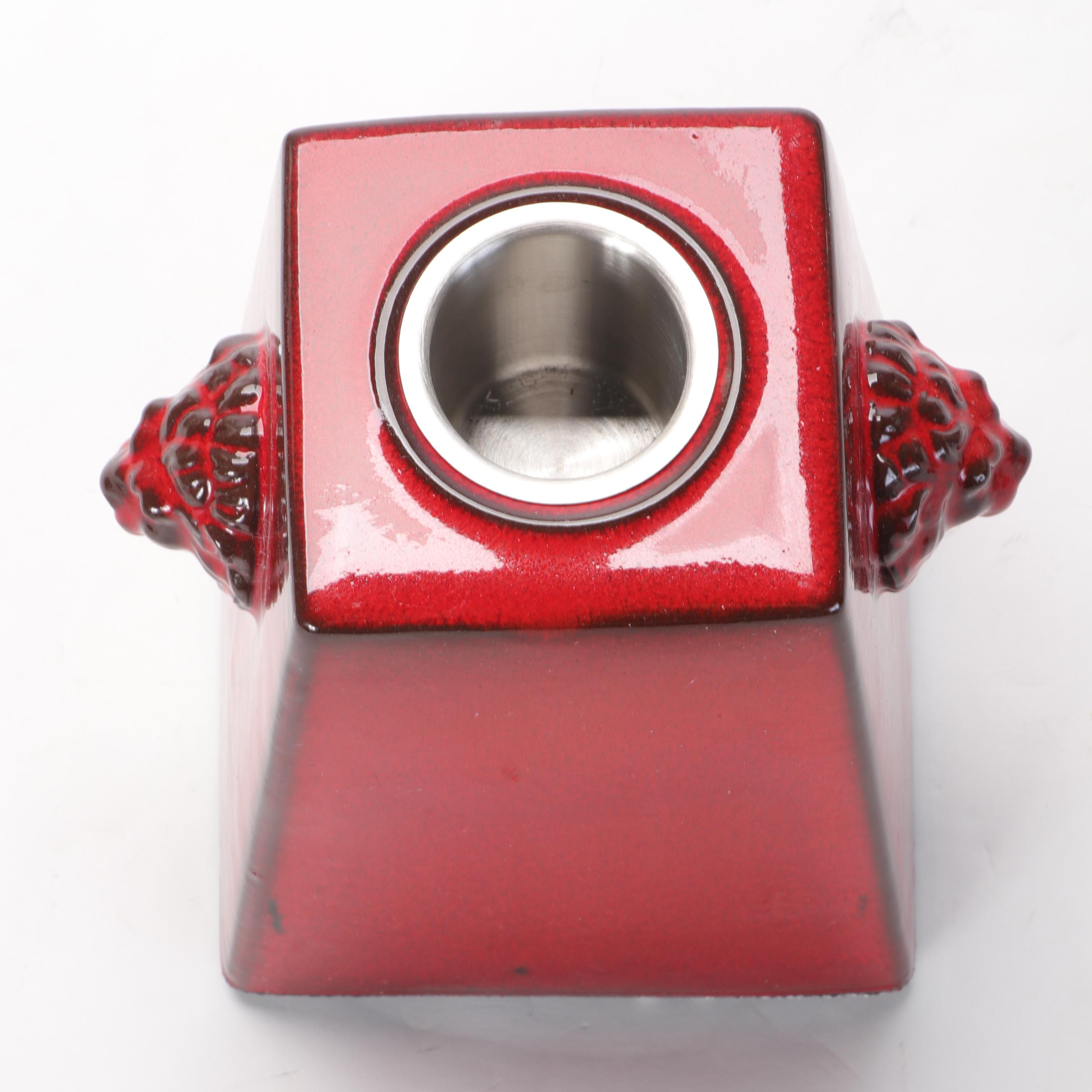 Four Napa Home & Garden Red Glazed Terracotta Fire Pots with Citronella Oil