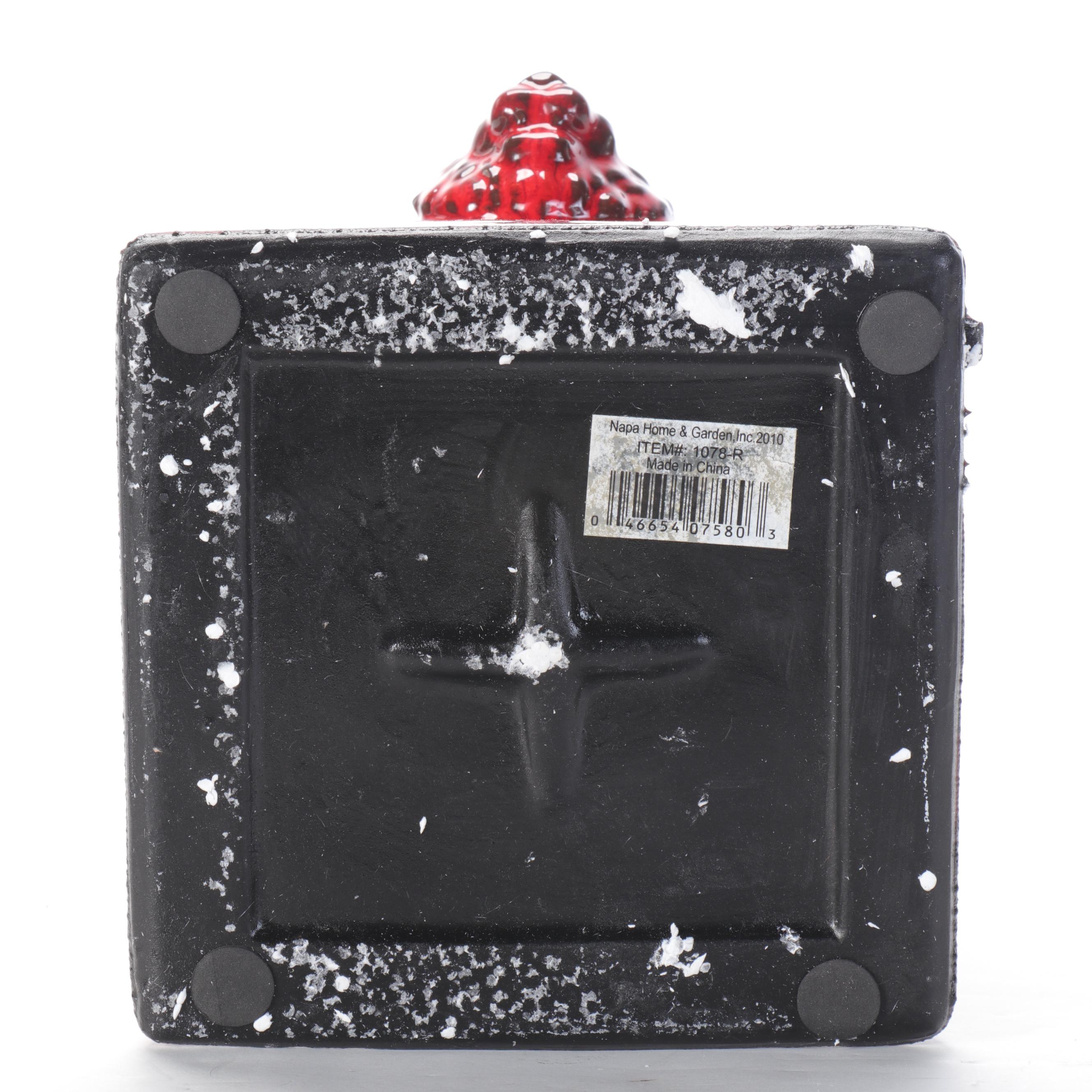 Four Napa Home & Garden Red Glazed Terracotta Fire Pots with Citronella Oil