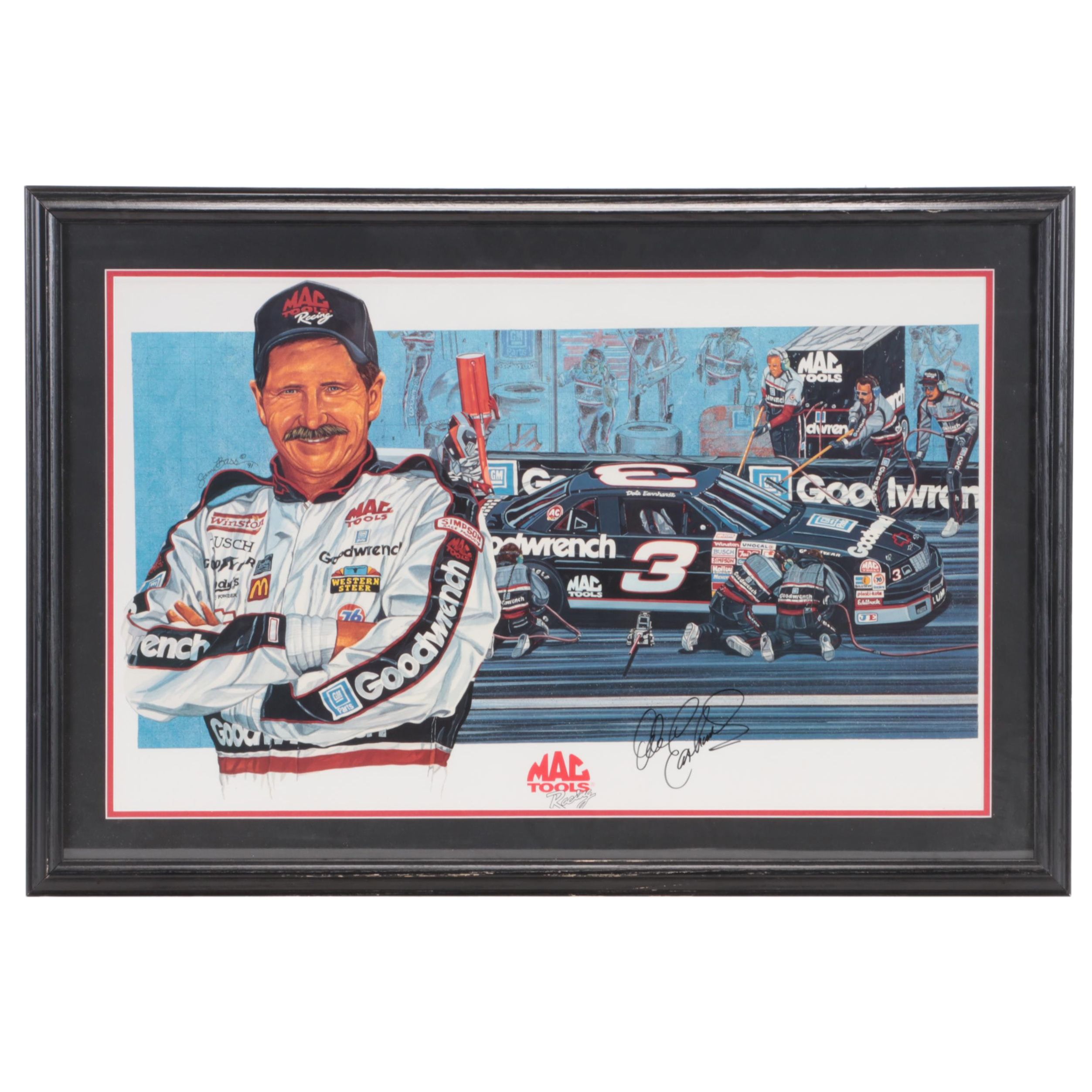 Dale Earnhardt Jr. Signed Framed Mac Tools Racing Color Poster