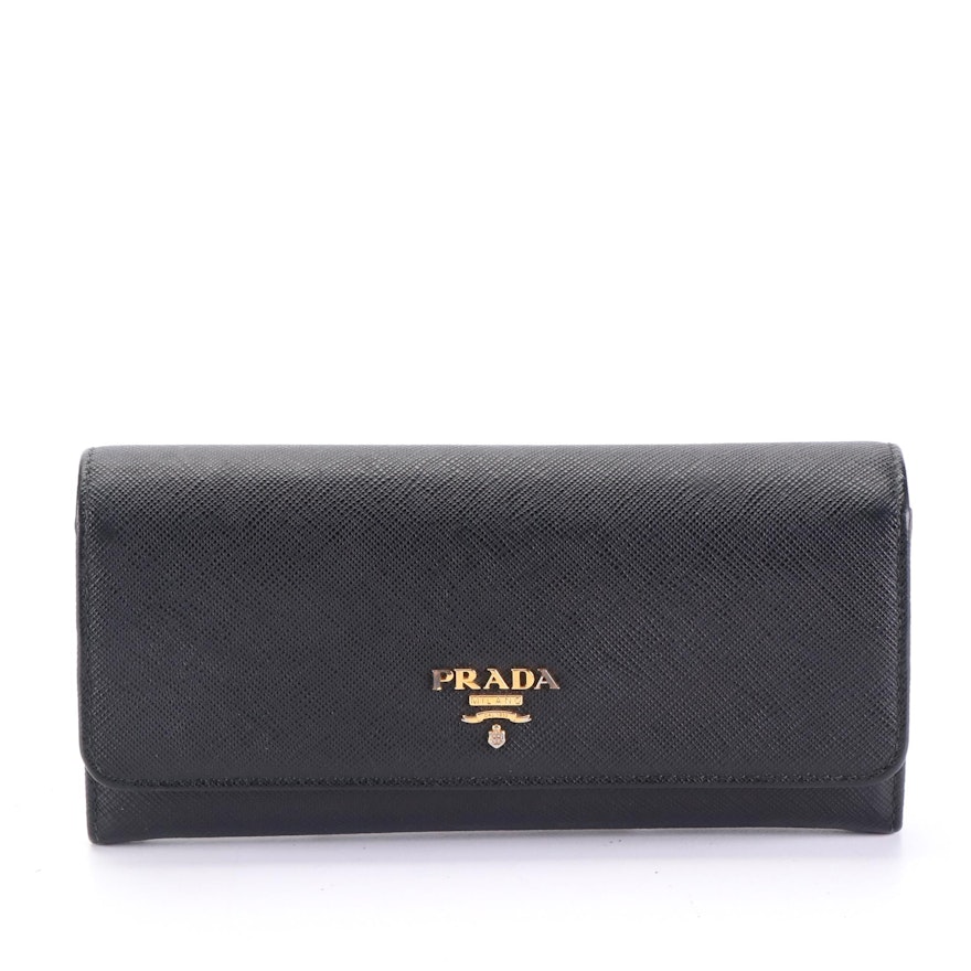 Prada Saffiano Leather Continental Wallet with Box