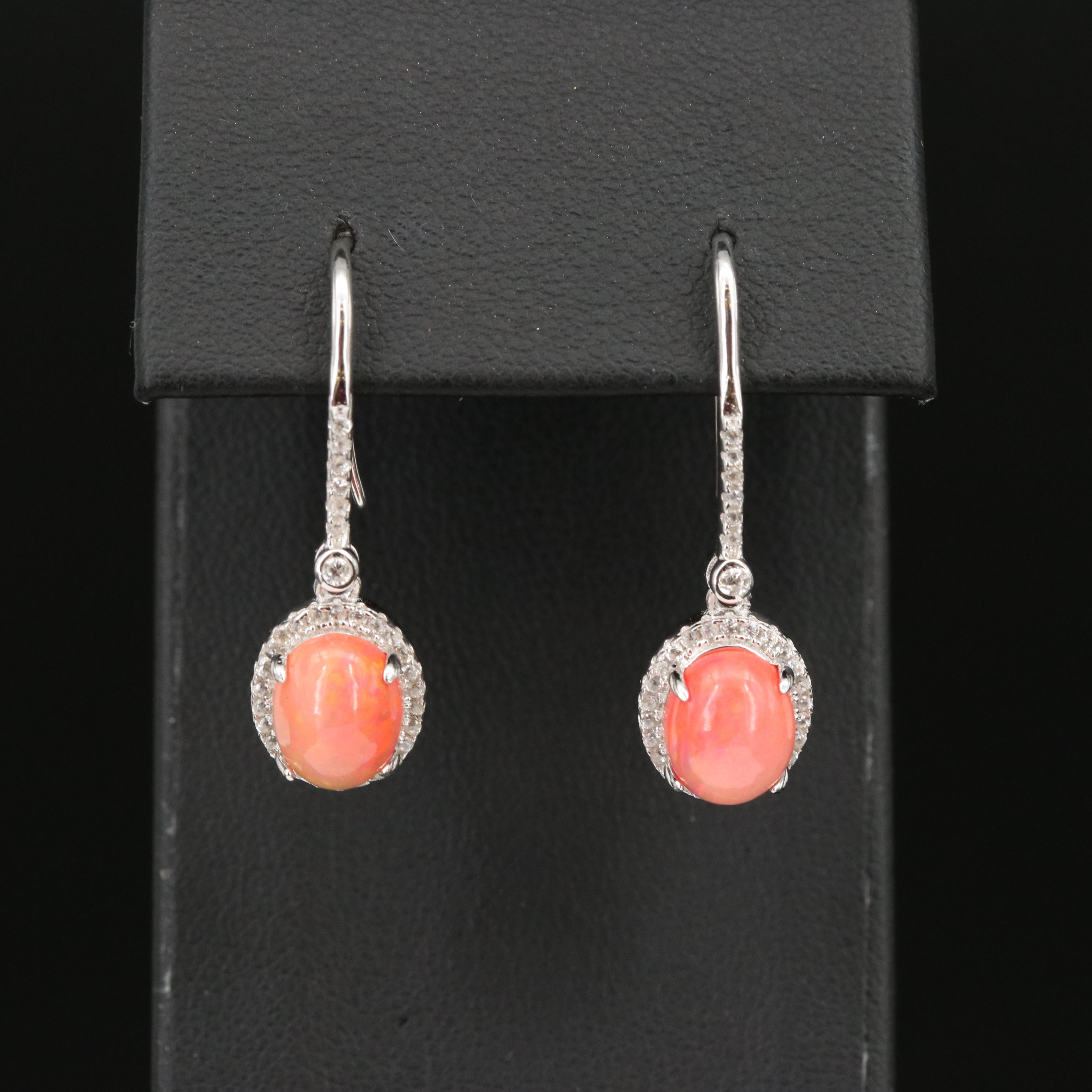 Sterling Opal and Zircon Earrings