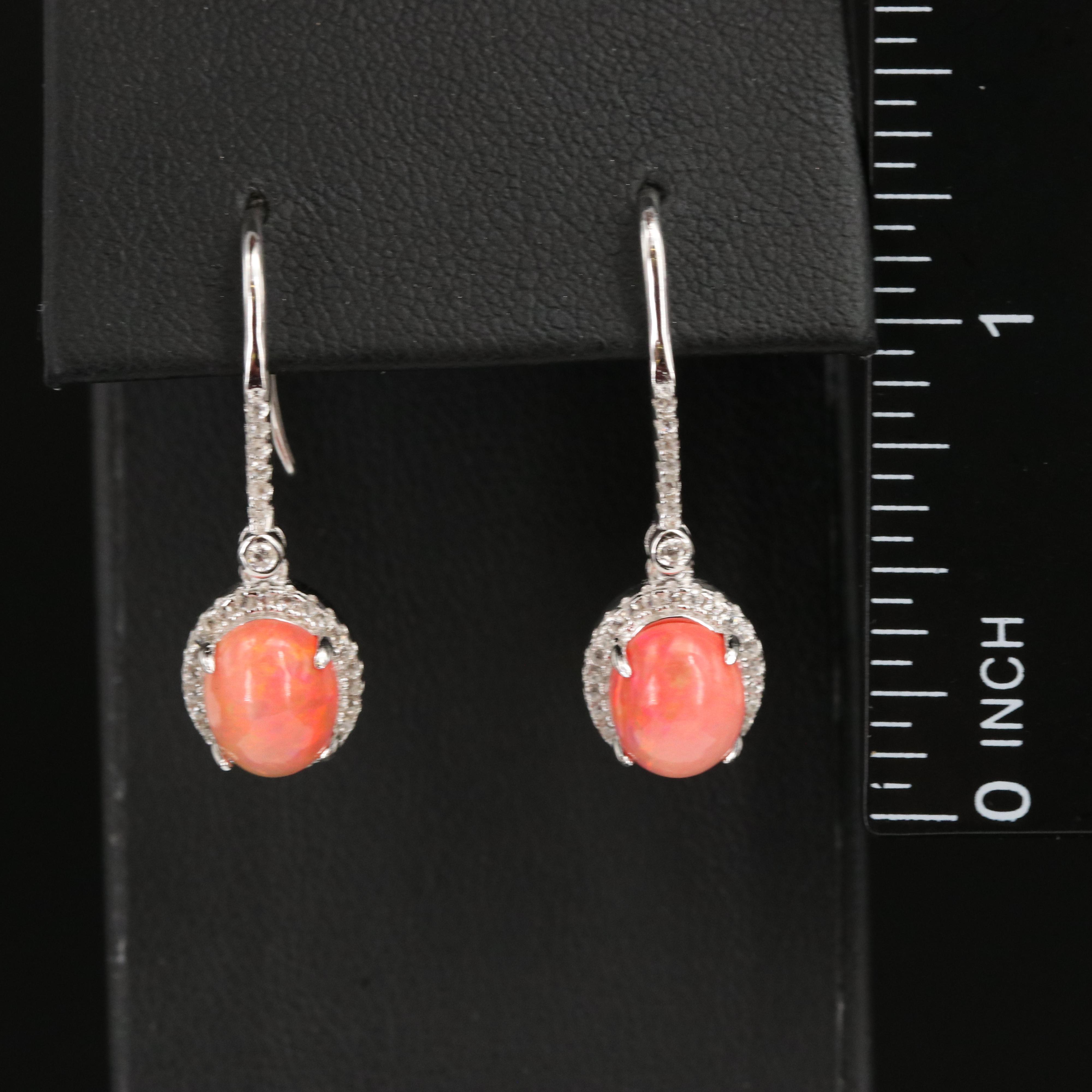Sterling Opal and Zircon Earrings