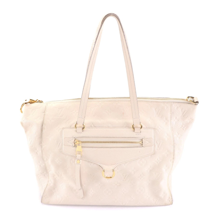 Louis Vuitton Lumineuse Shoulder Bag in Neige Monogram Empreinte Leather