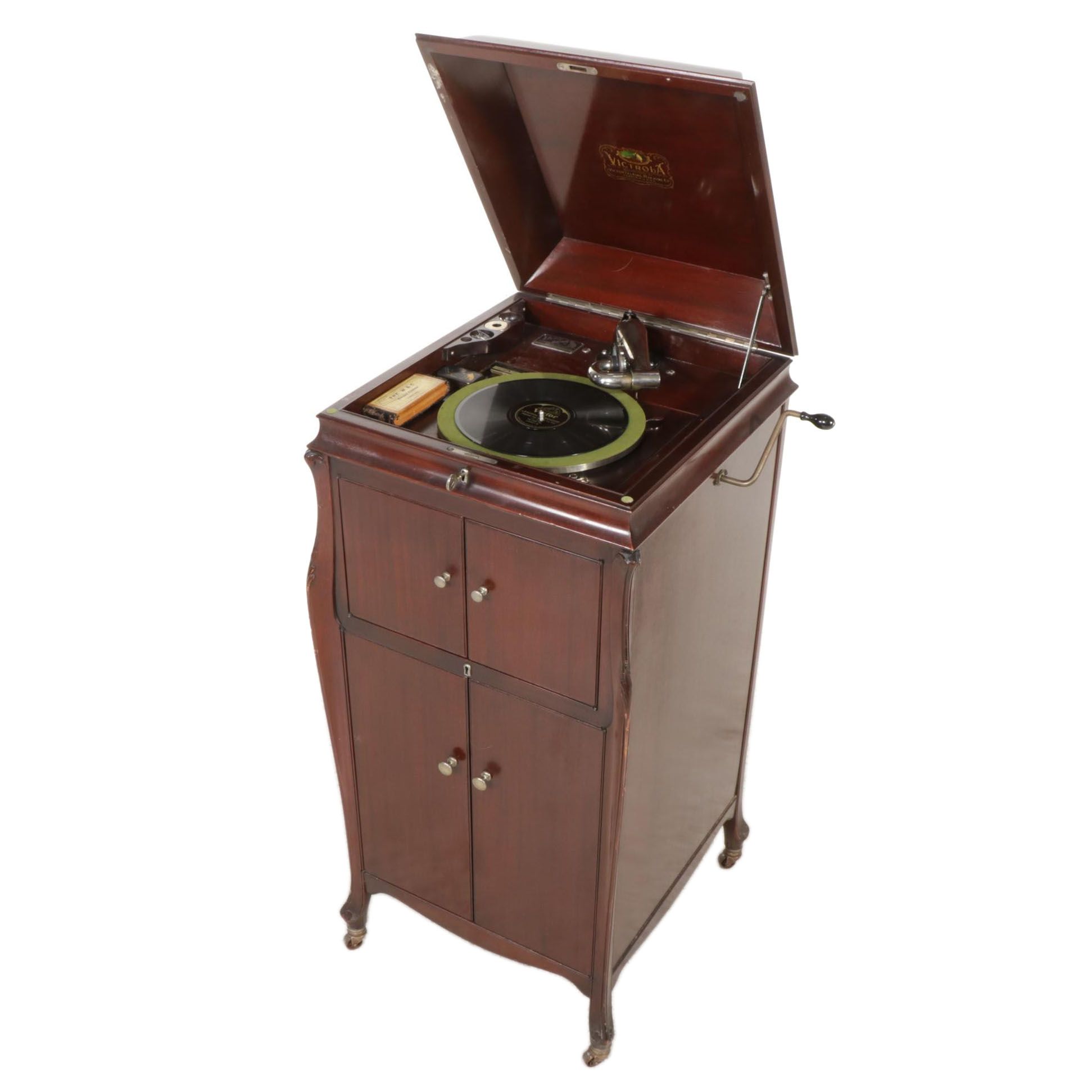 1922 Victor-Victrola VV-110 (XIV) Phonograph in Mahogany Cabinet, 78 RPM Records