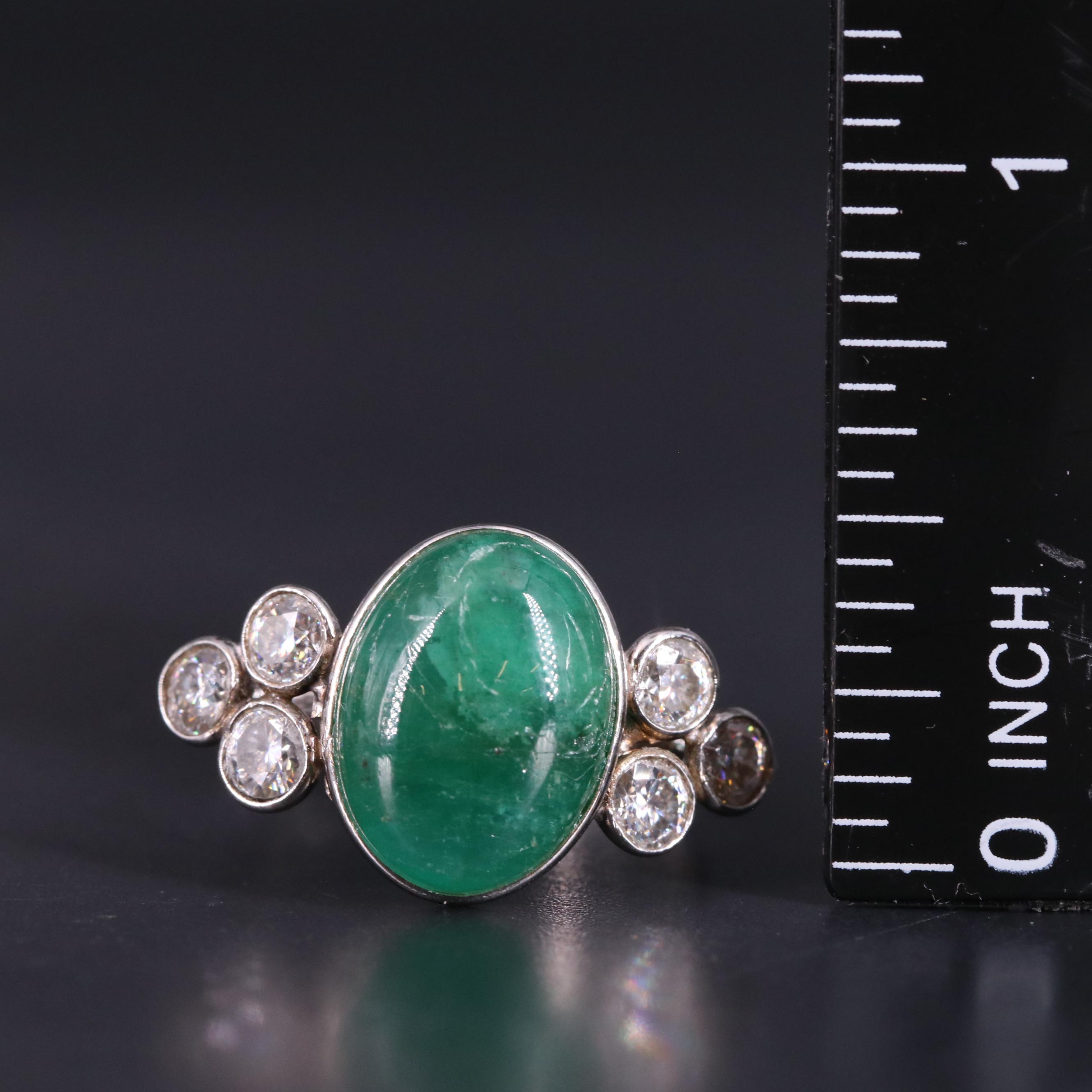 14K Emerald and Moissanite Ring