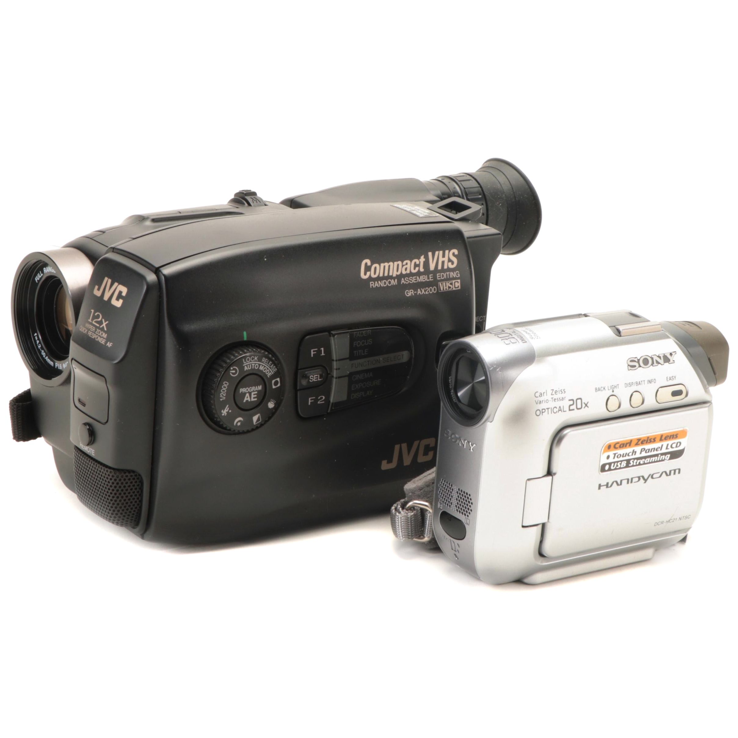 JVC VHS Camcorder with Sony Handycam Digital Camcorder