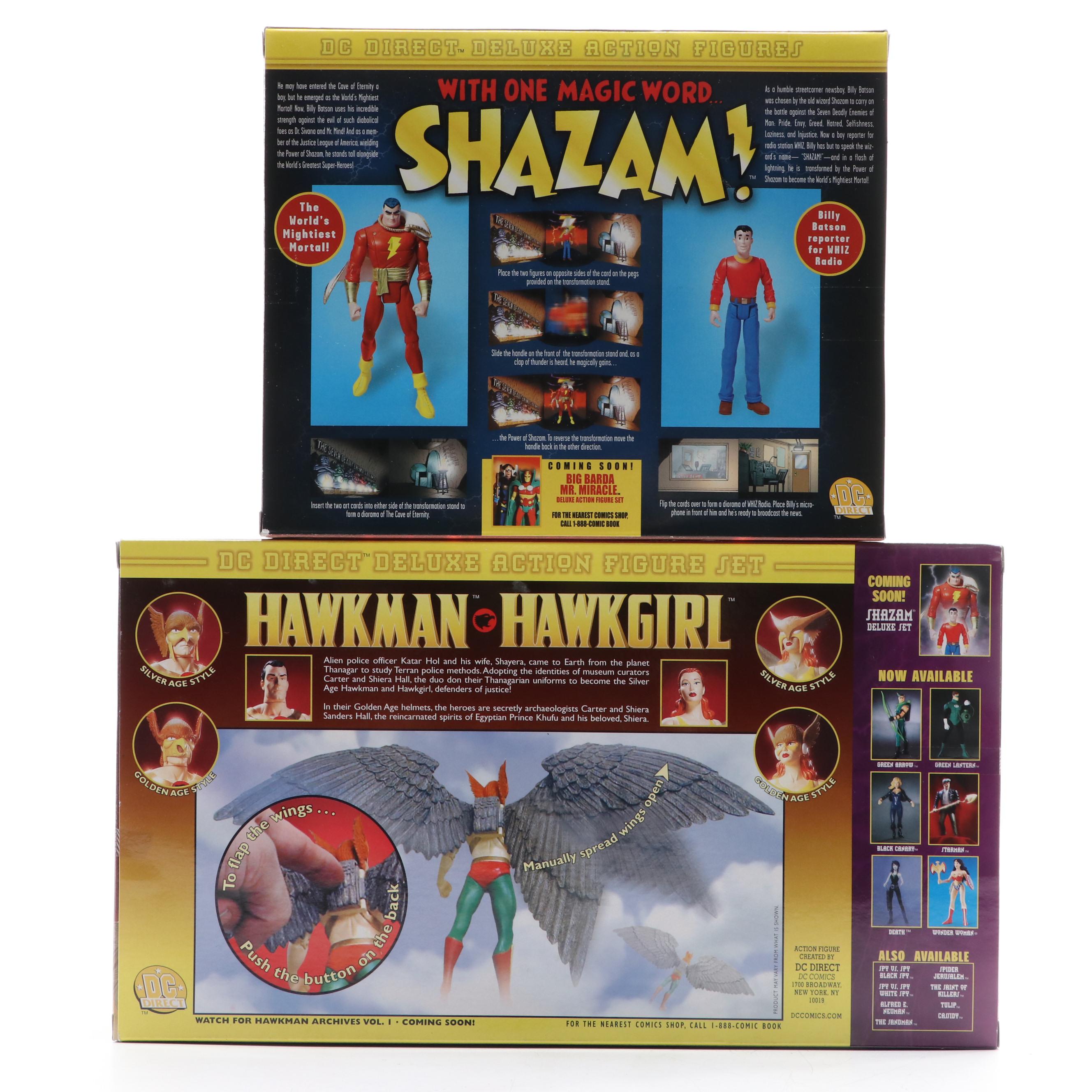 DC Direct Hawkman, Hawkgirl and Shazam! Action Figure Sets, 2000s