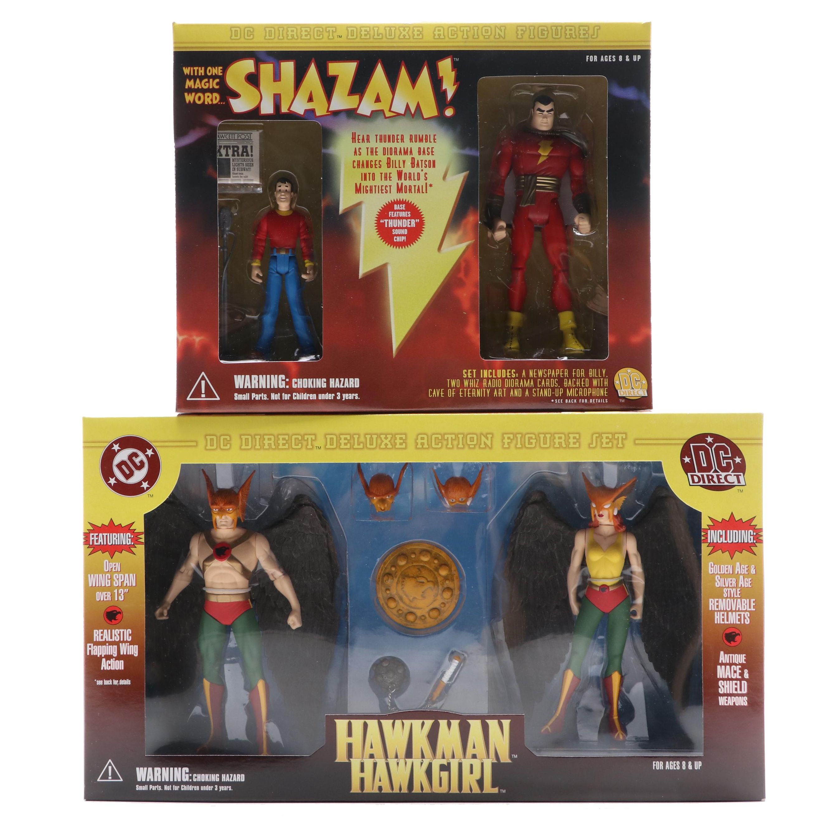 DC Direct Hawkman, Hawkgirl and Shazam! Action Figure Sets, 2000s