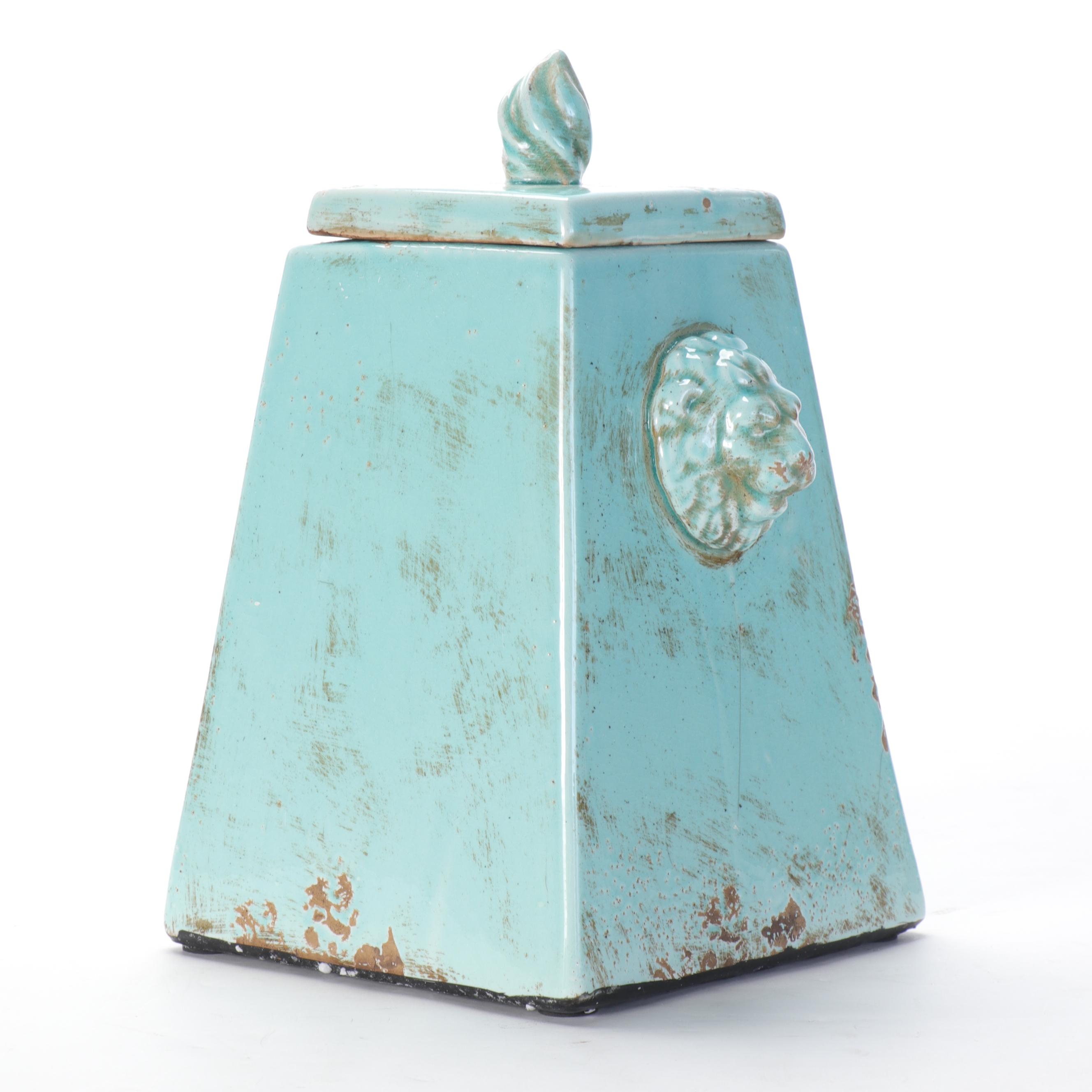 Four Napa Home & Garden Turquoise Glazed Ceramic Fire Pots with Citronella Oil