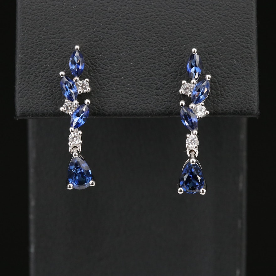 Sterling and Sapphire Drop Earrings