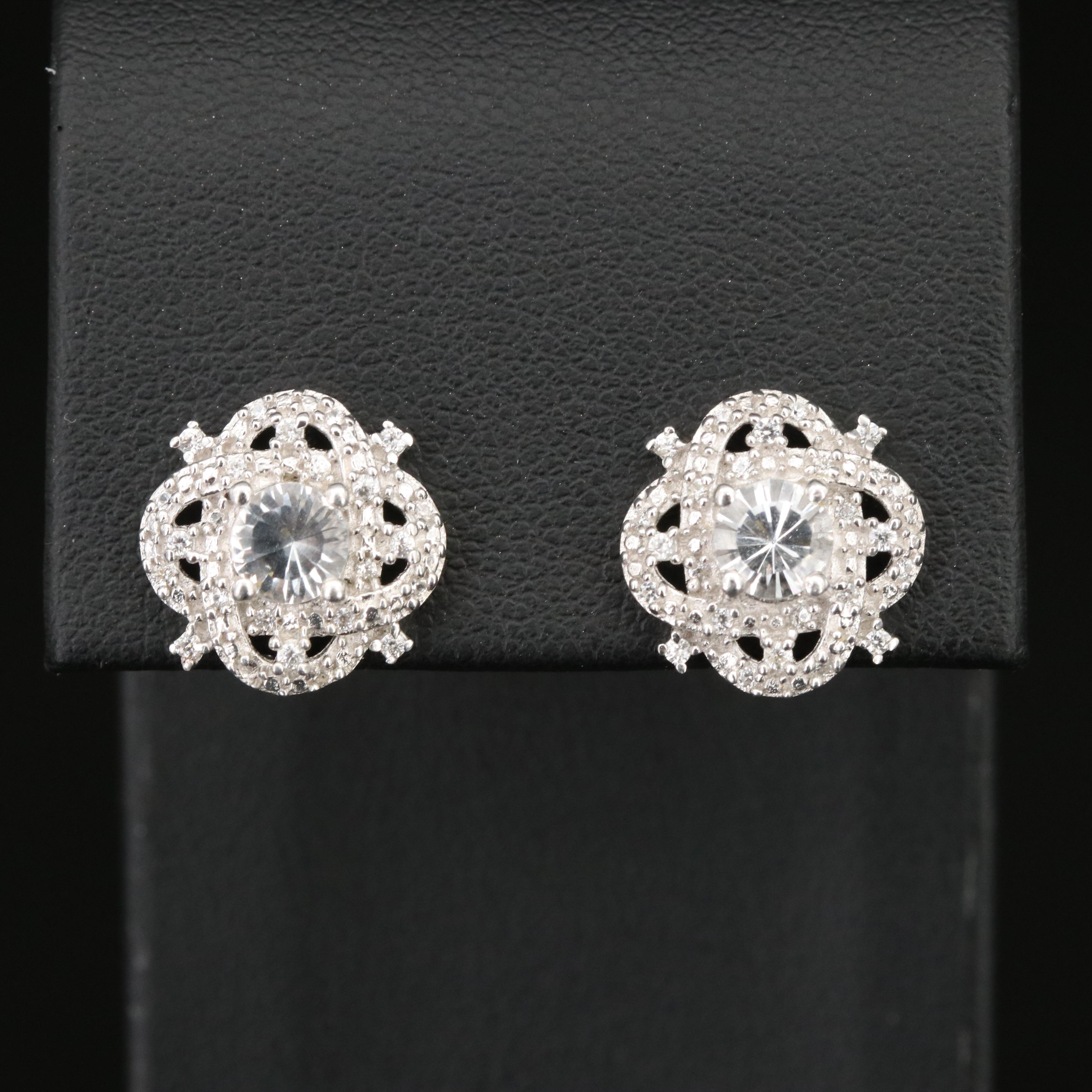 Sterling Pectolite and White Zircon Earrings