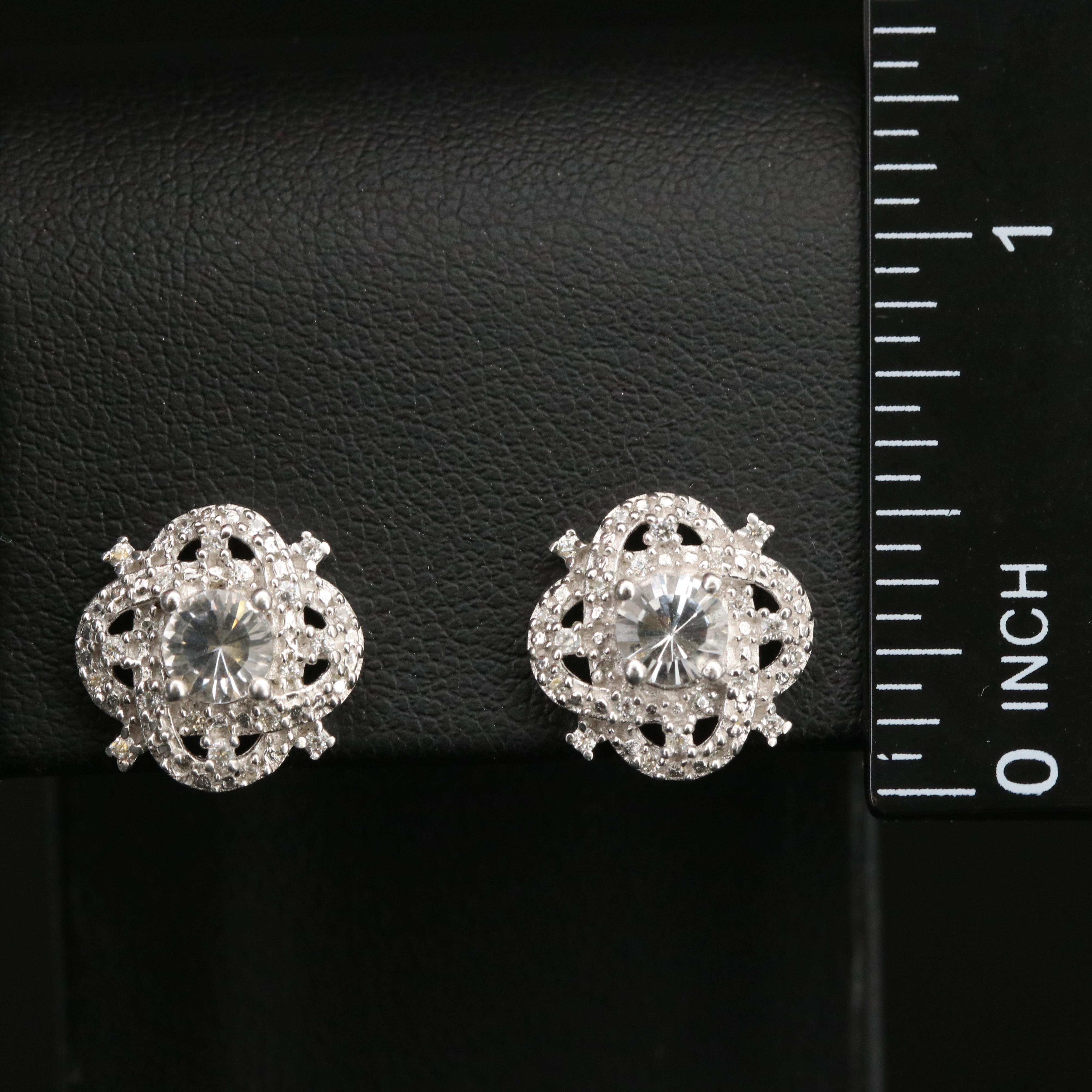 Sterling Pectolite and White Zircon Earrings