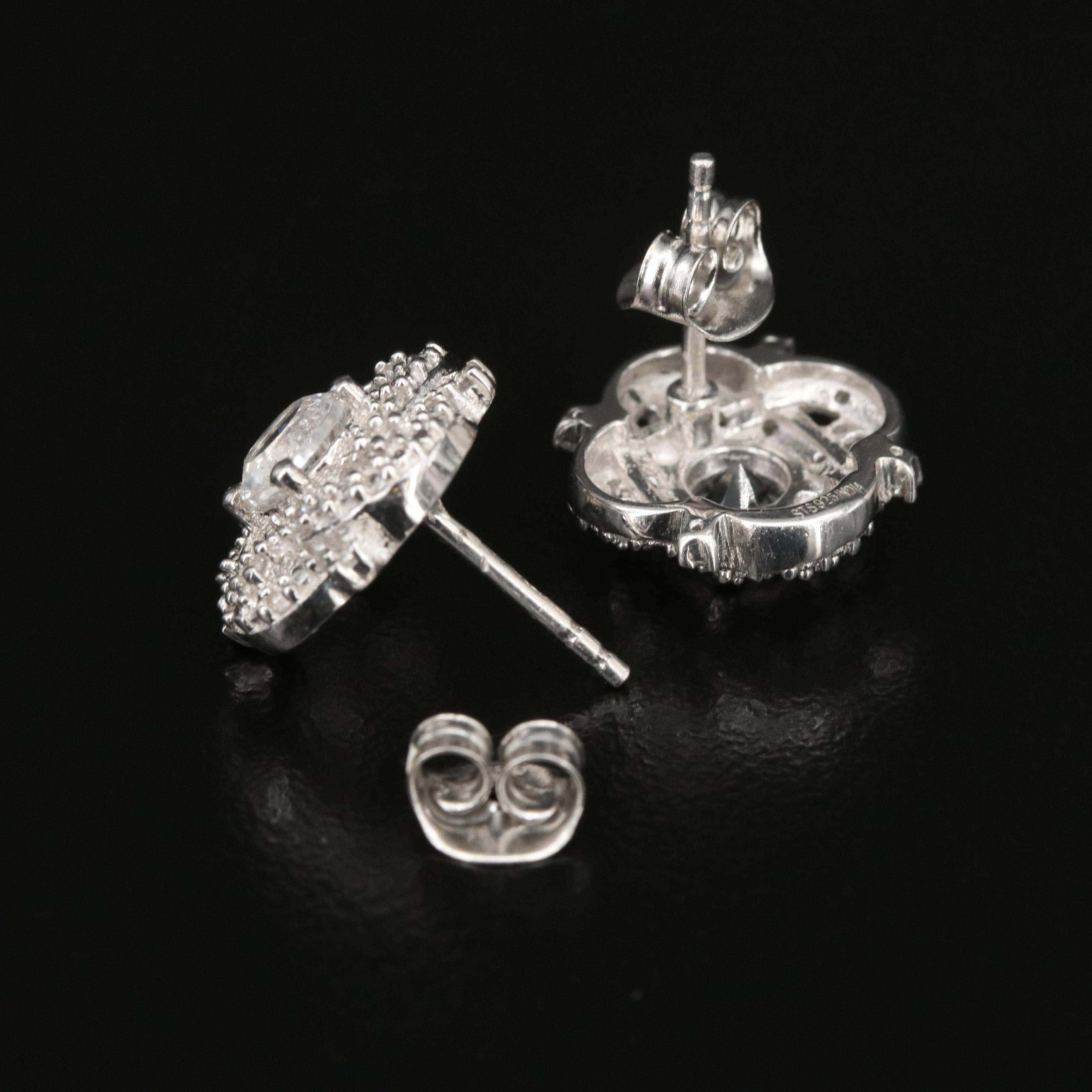 Sterling Pectolite and White Zircon Earrings