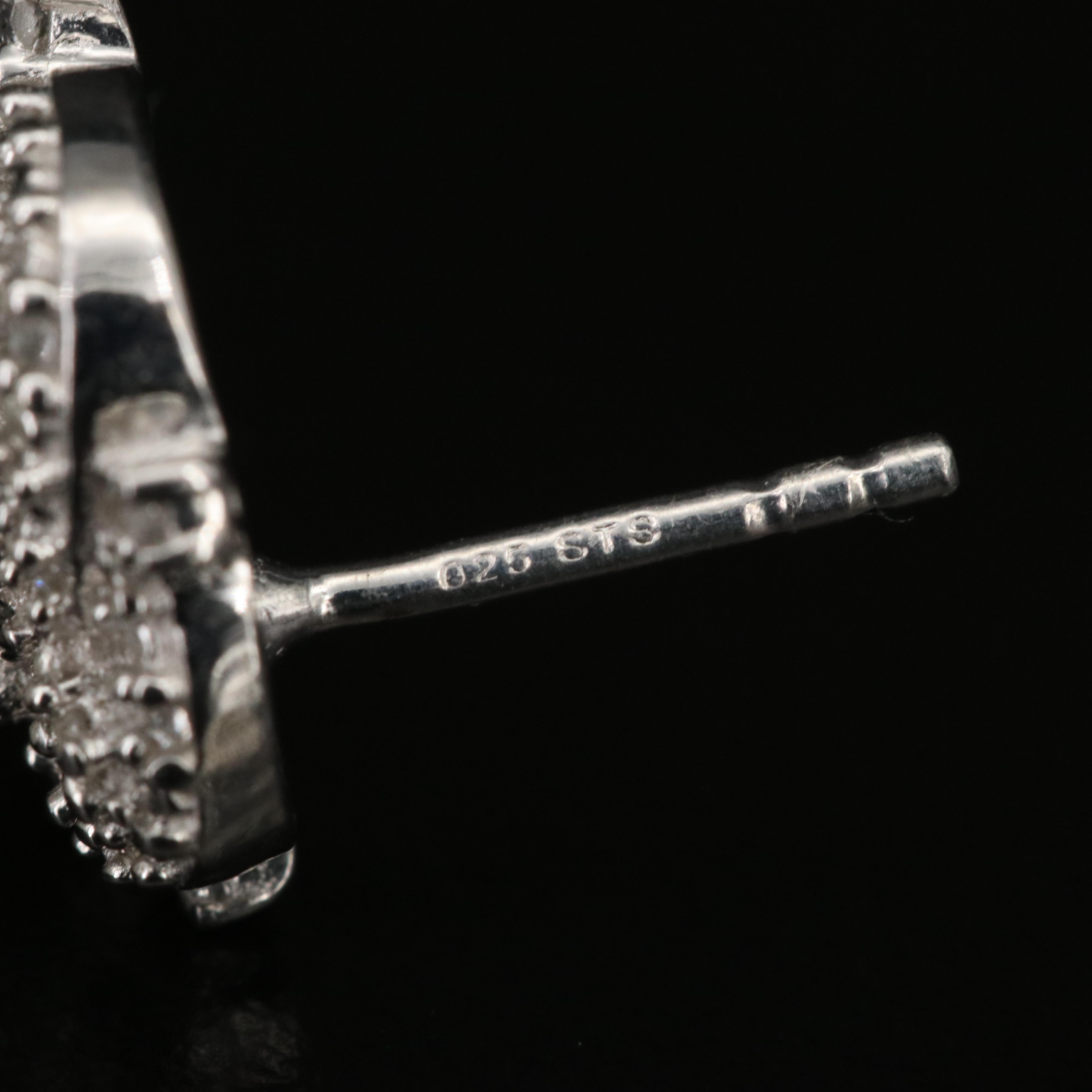 Sterling Pectolite and White Zircon Earrings