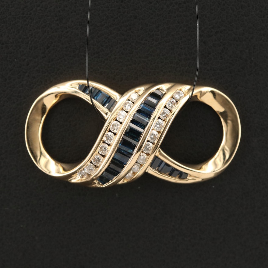 14K Sapphire and Diamond Slide Pendant
