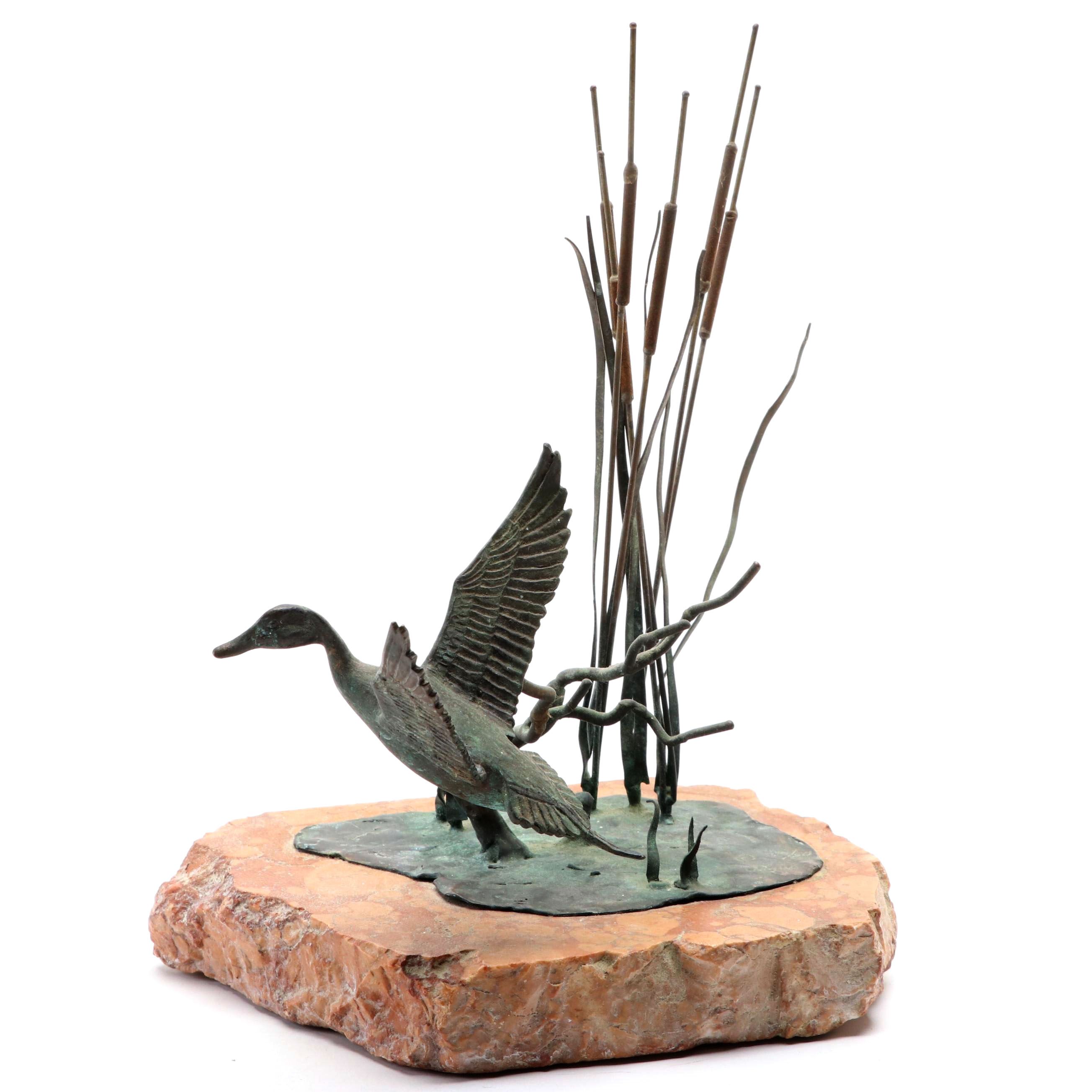 Dan Pogue Bronze Sculpture of Geese, Late 20th Century