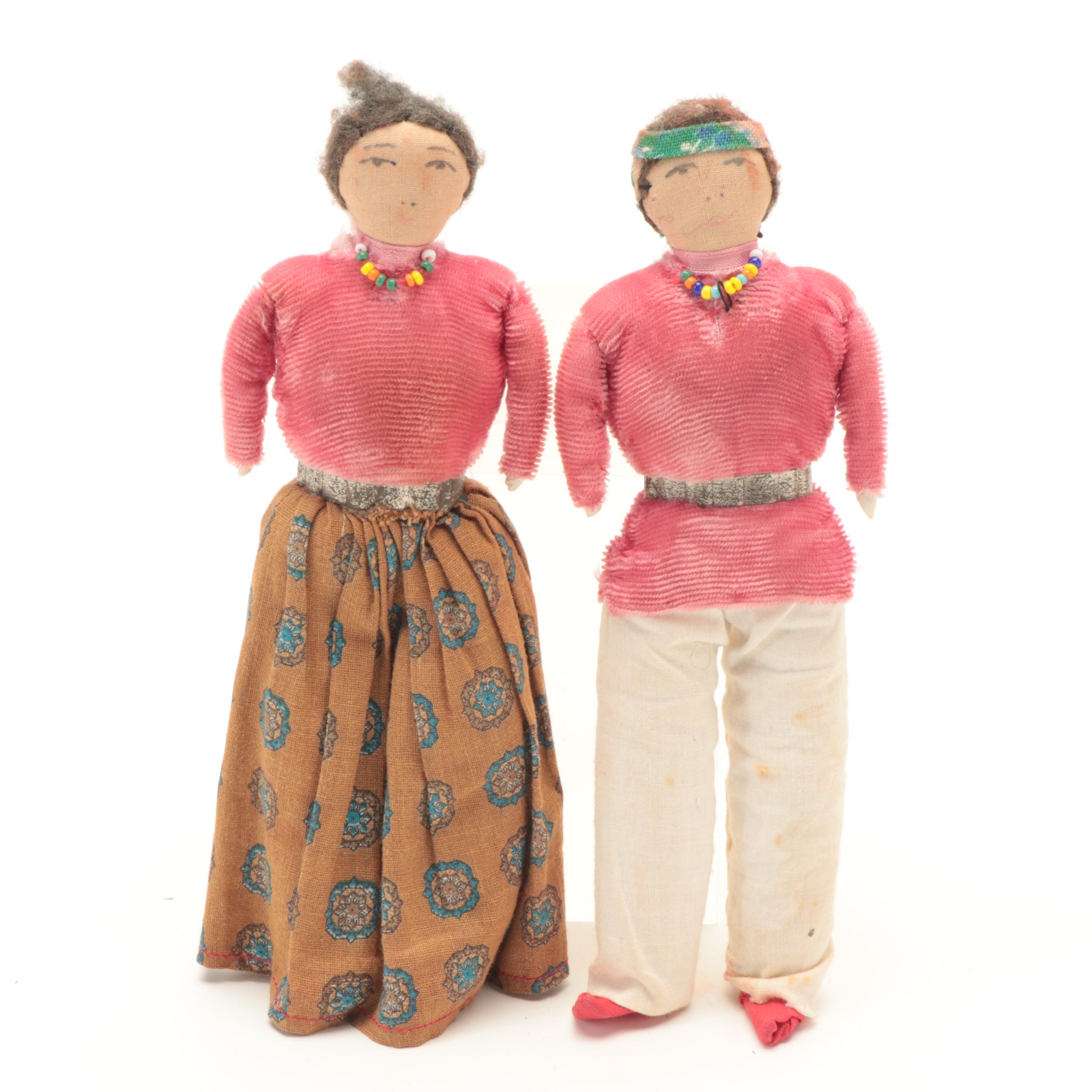 Alaska Native Arts and Crafts Doll and Navajo Velvet and Cloth Folk Art Dolls