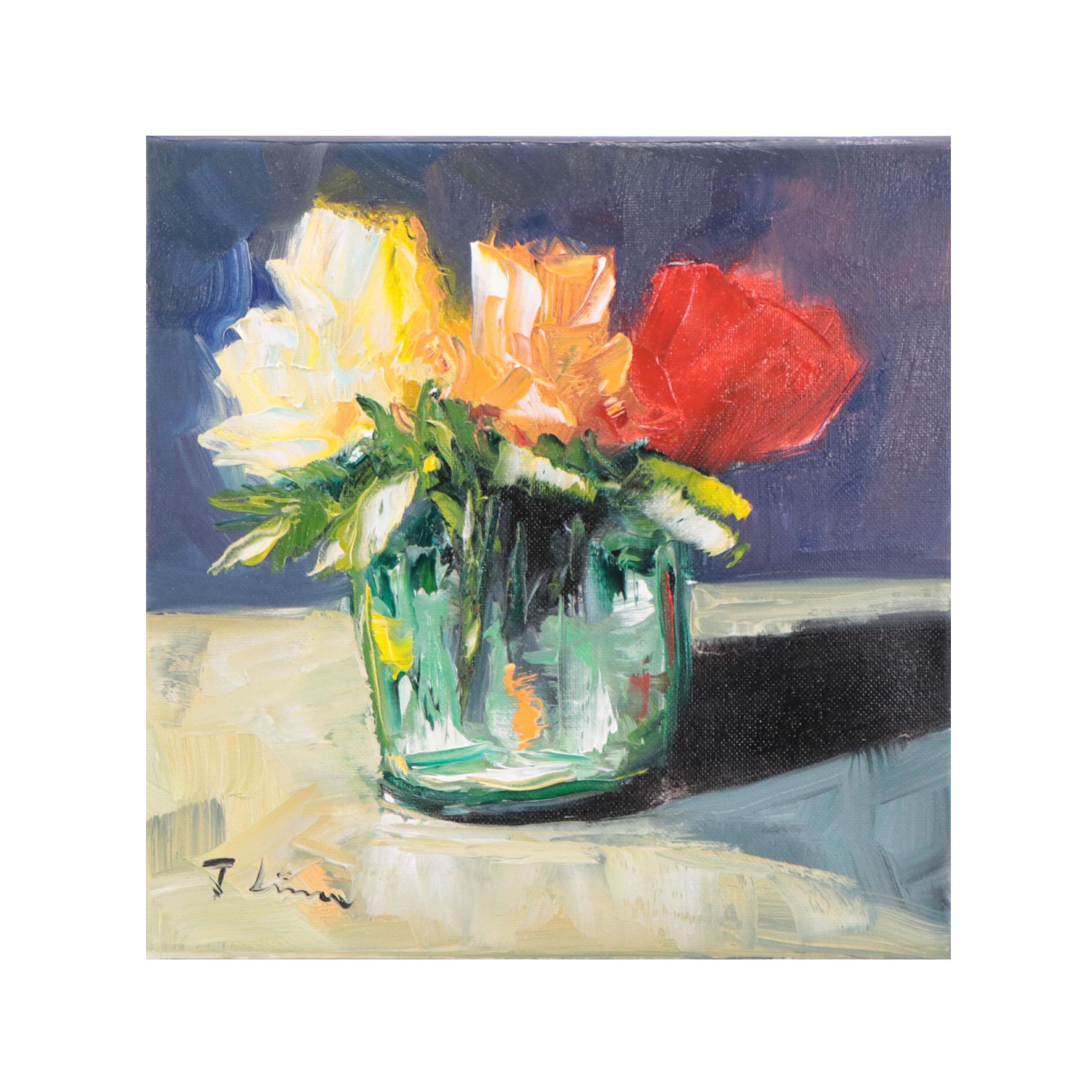 José M. Lima Floral Still Life Oil Painting, 2022