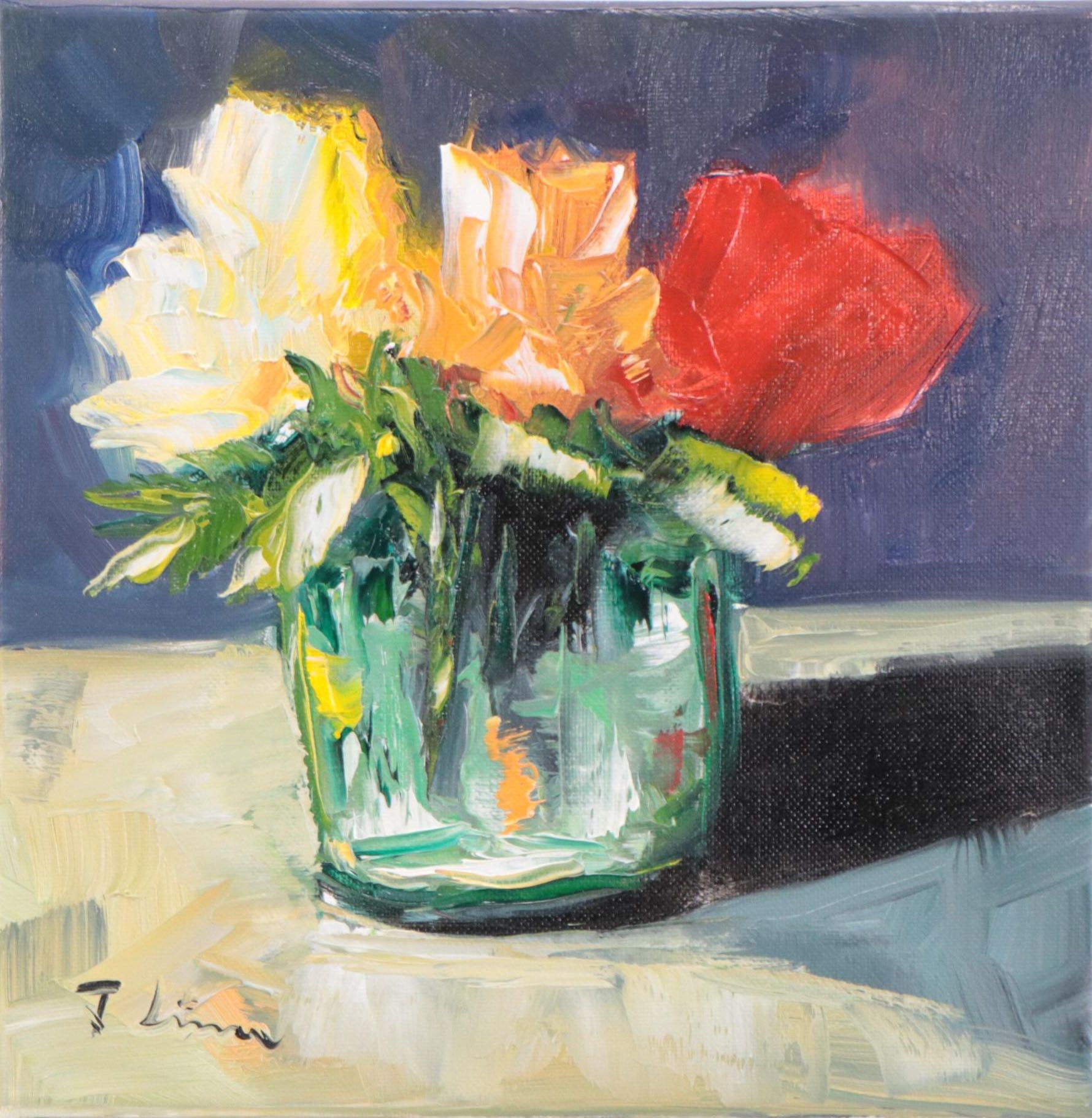 José M. Lima Floral Still Life Oil Painting, 2022
