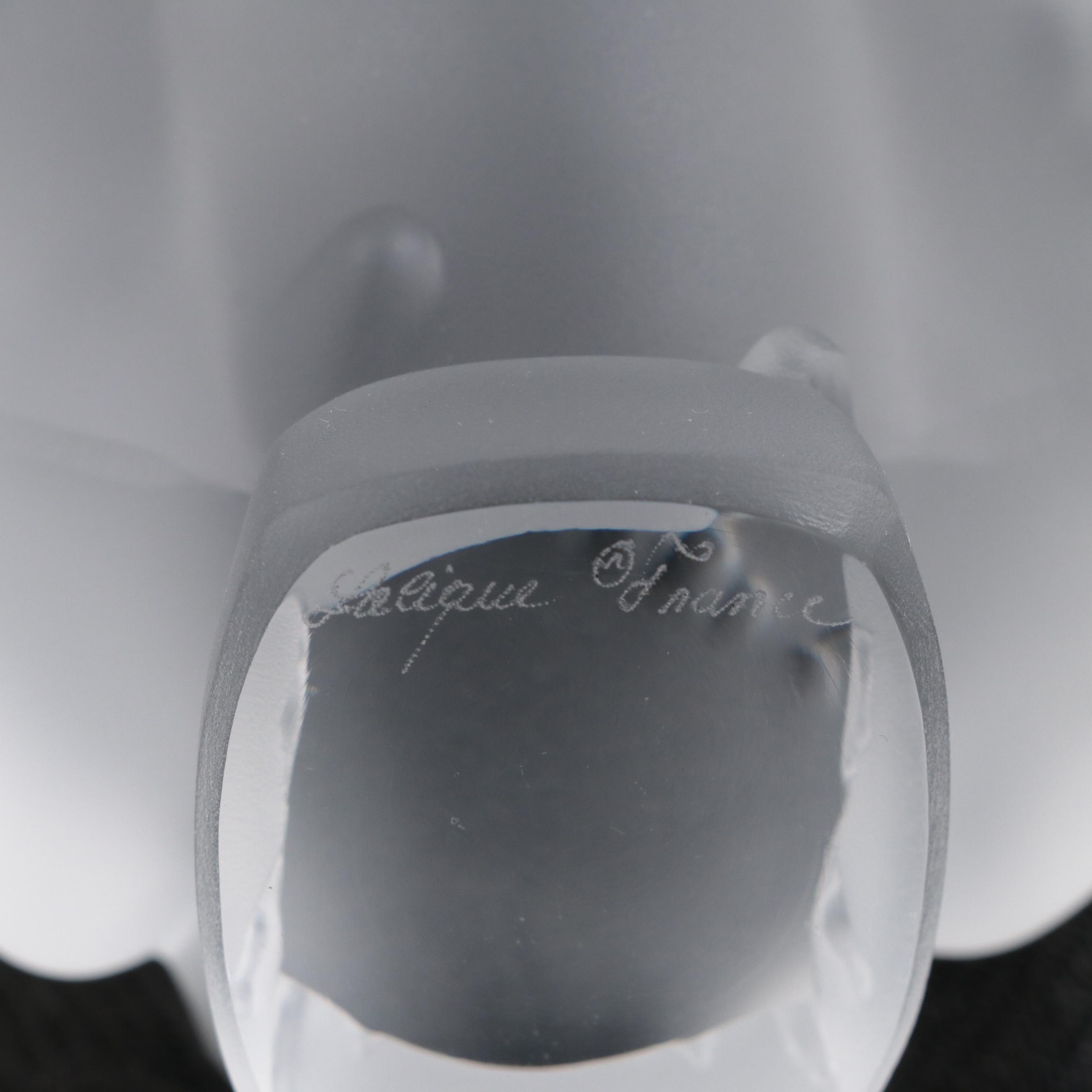 Lalique "Moineau Coléreux" Frosted Crystal Sparrow Figurine