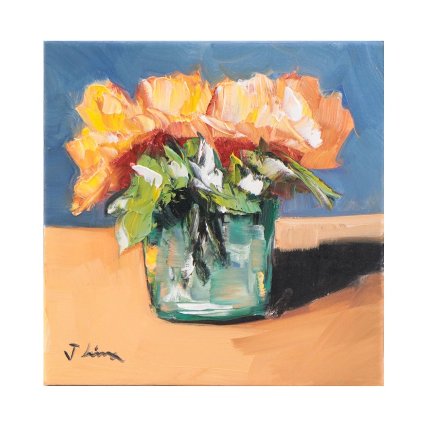 José M. Lima Floral Still Life Oil Painting, 2022