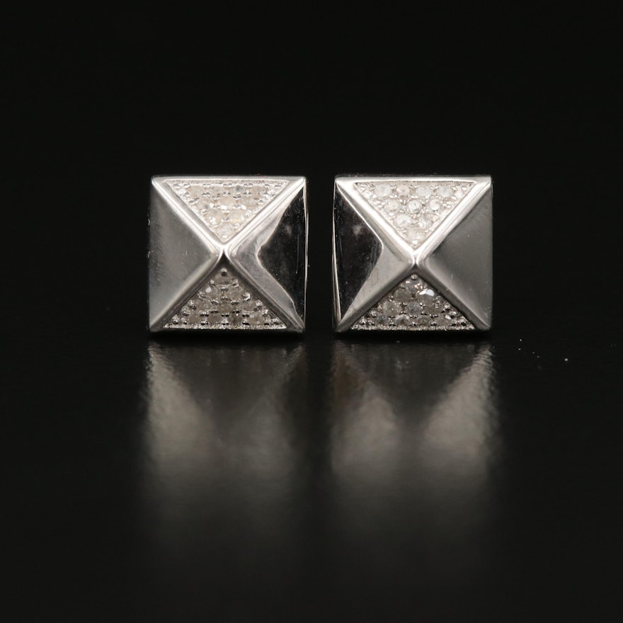 Sterling Diamond Geometric Stud Earrings