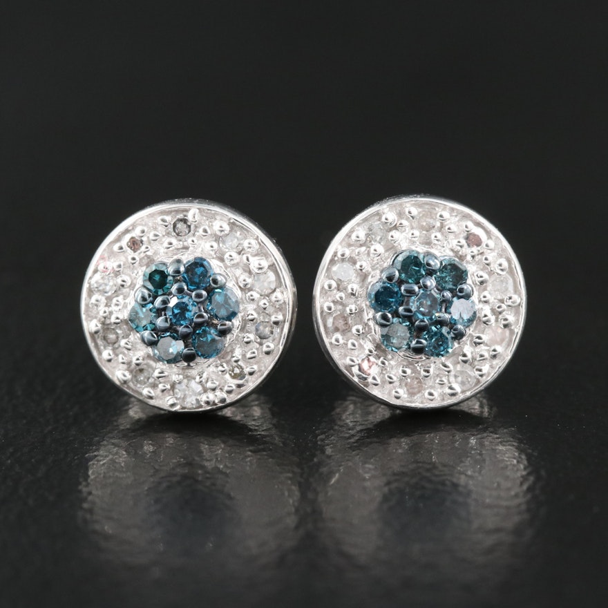 Sterling Diamond Stud Earrings