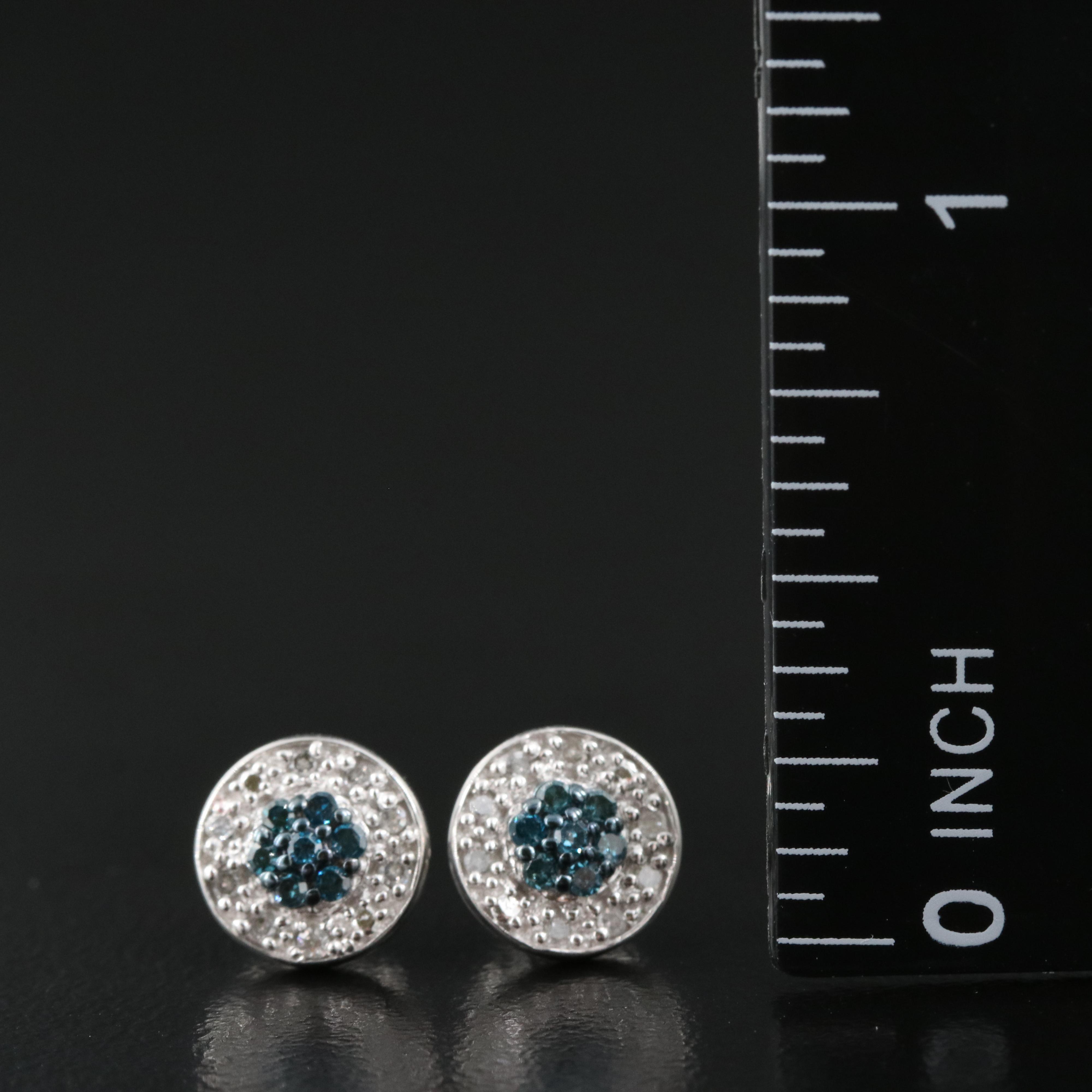 Sterling Diamond Stud Earrings