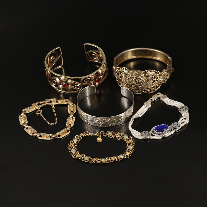 Goldette, Gold-Filled Harper Cuff and Sterling Featured in Vintage Bracelets