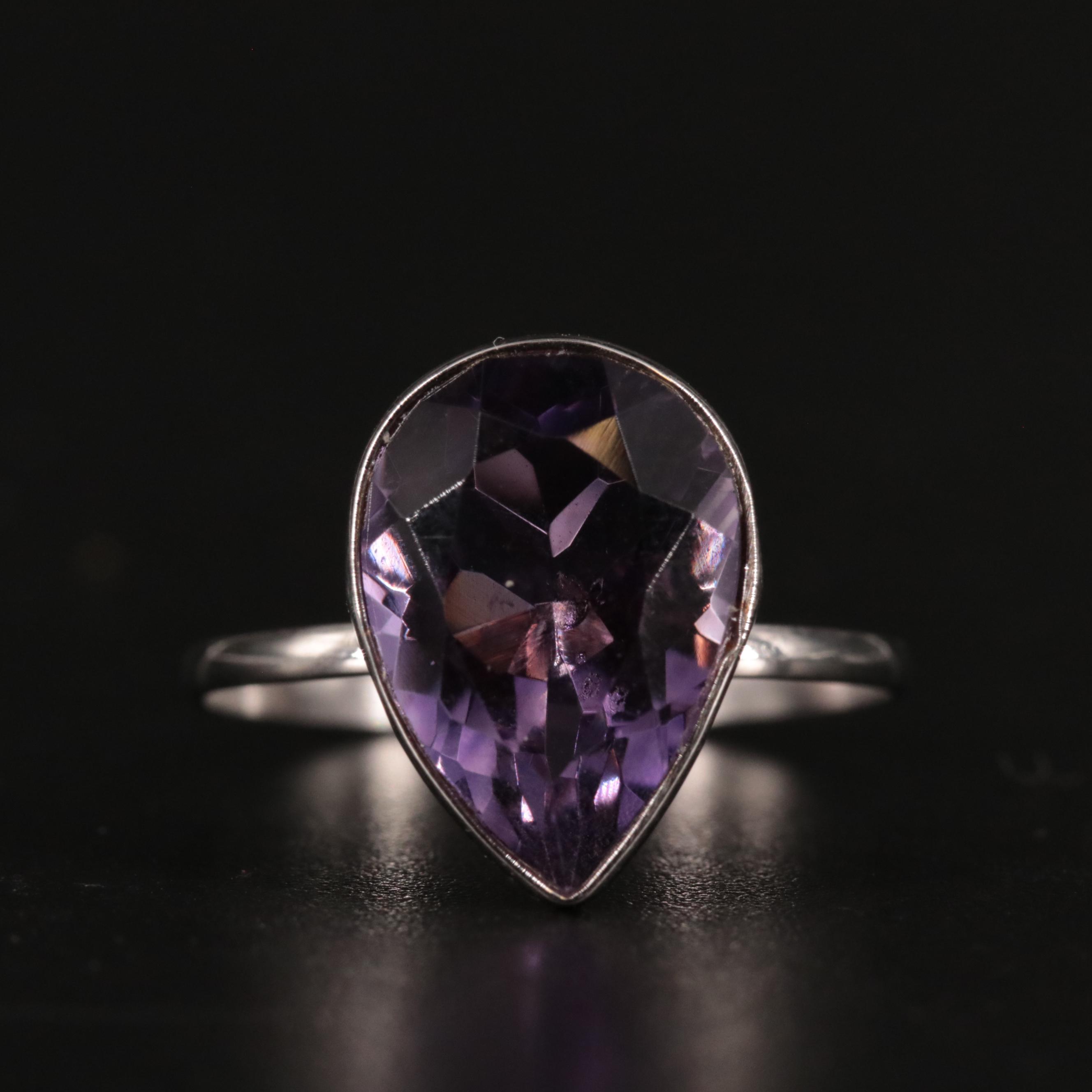 14K Amethyst Teardrop Ring