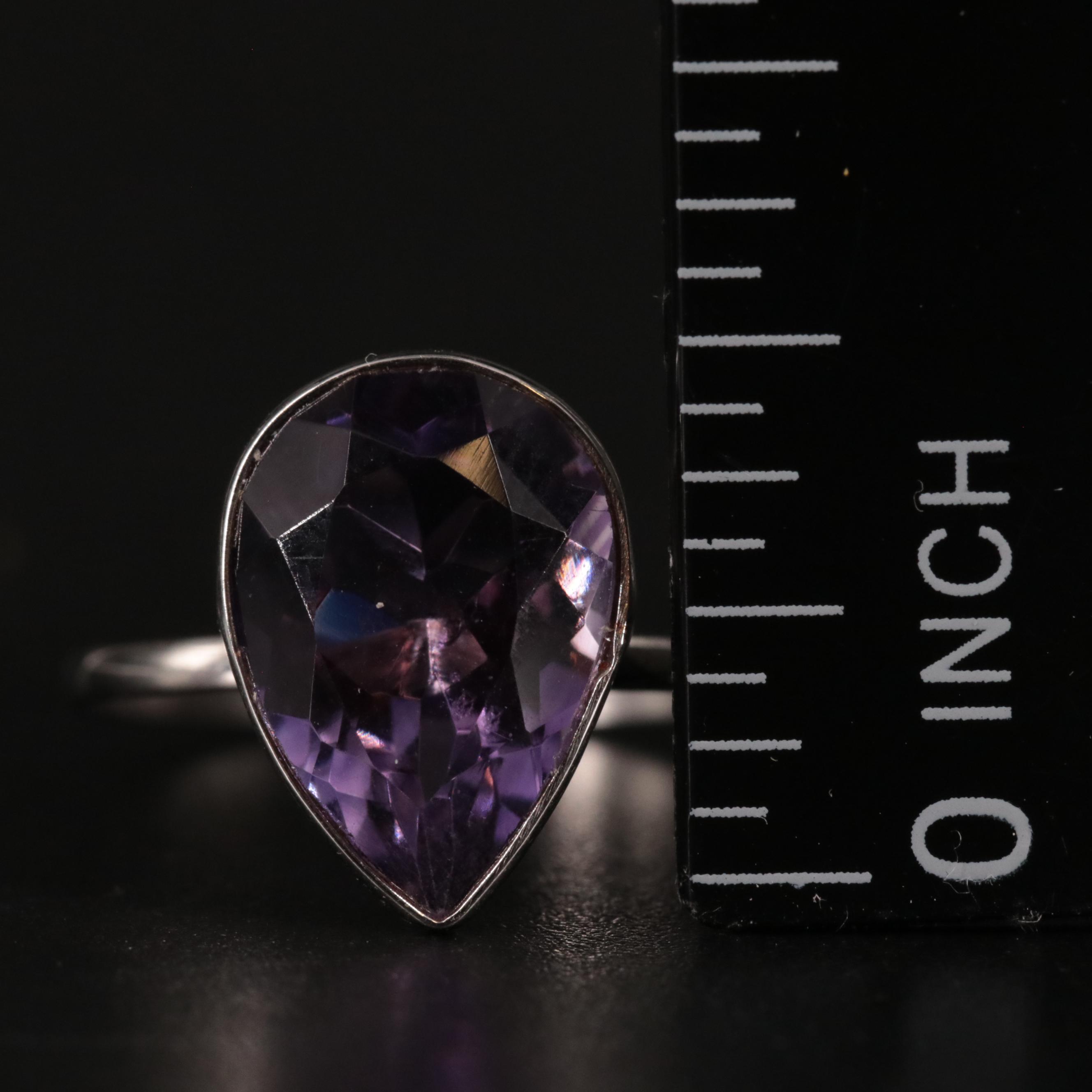 14K Amethyst Teardrop Ring