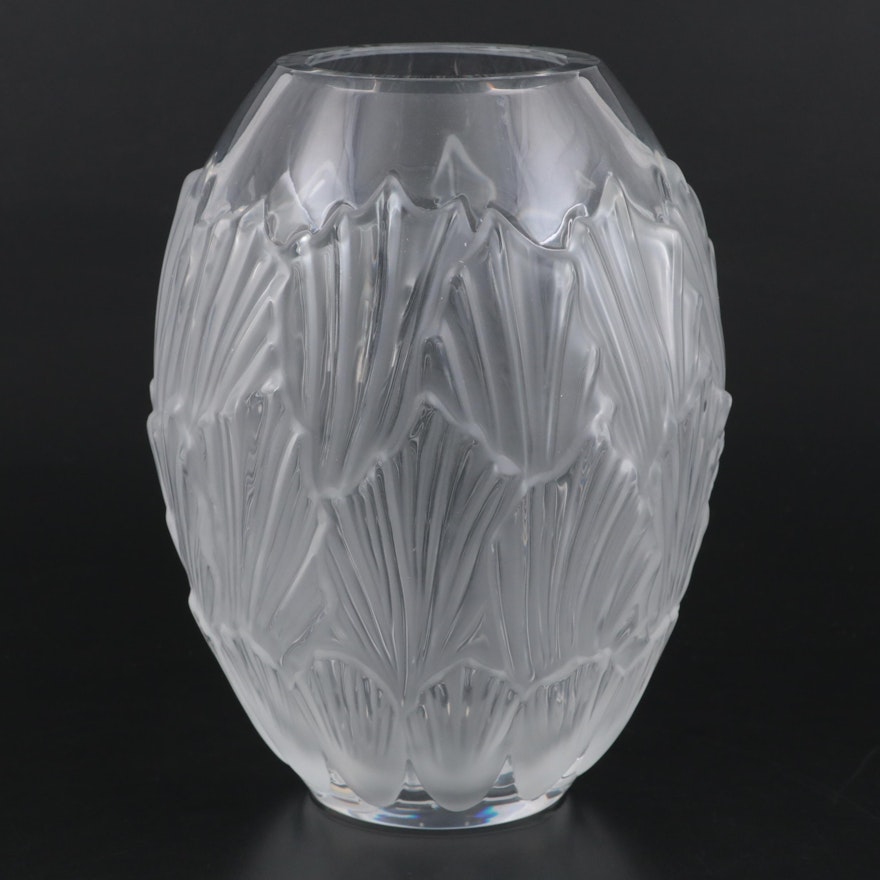 Lalique "Sandrift" Frosted and Clear Crystal Vase