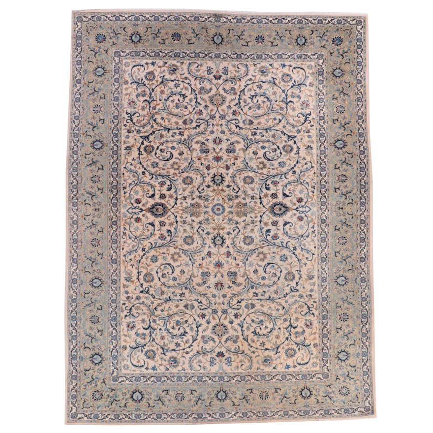 8'11 x 12'2 Signed Hand-Knotted Persian Isfahan Room Sized Rug