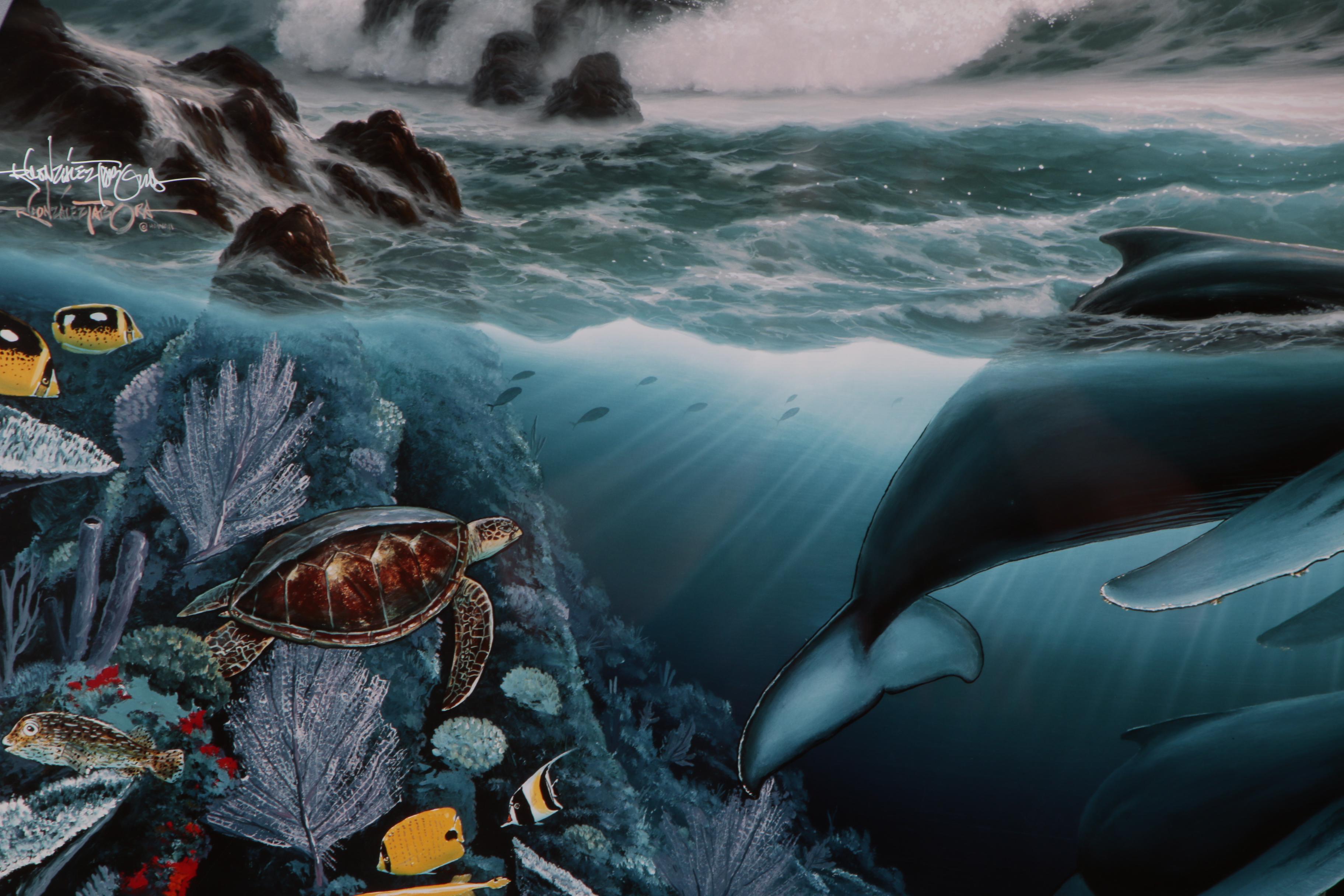 Robert Wyland and Roy Tabora Large Scale Cibachrome Print "Whale Waters"