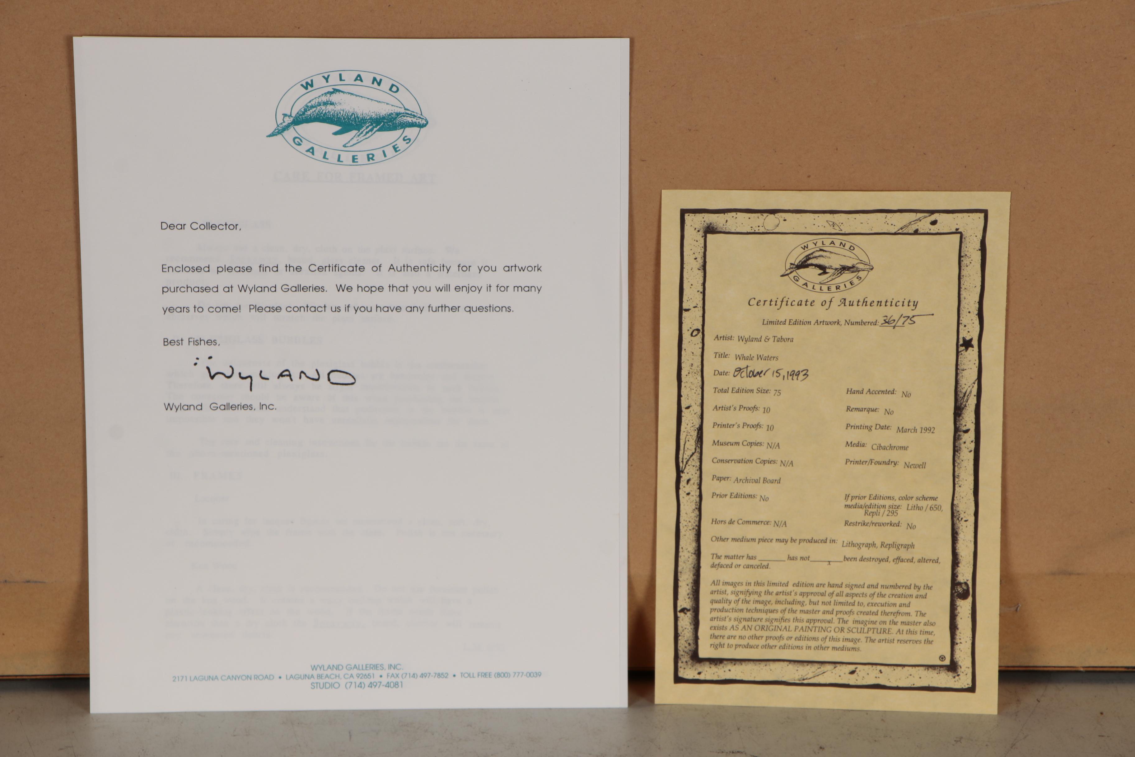 Robert Wyland and Roy Tabora Large Scale Cibachrome Print "Whale Waters"