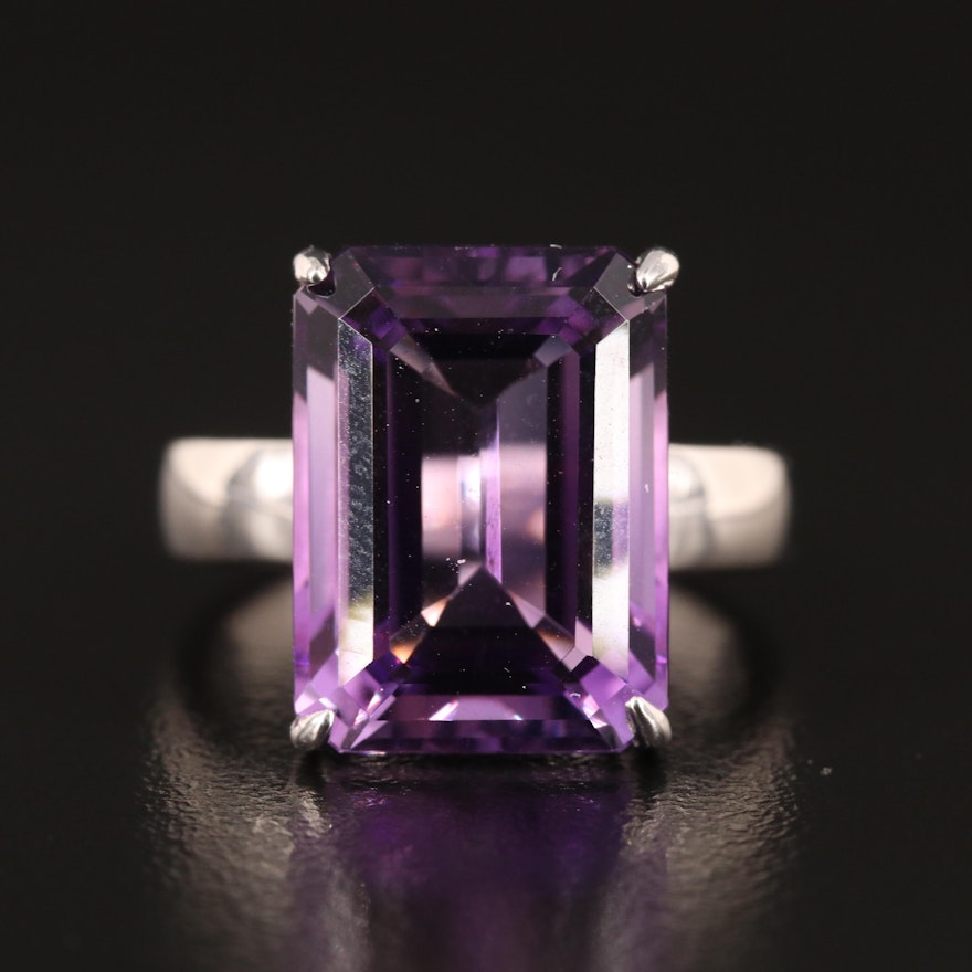 Sterling Amethyst Solitaire Ring