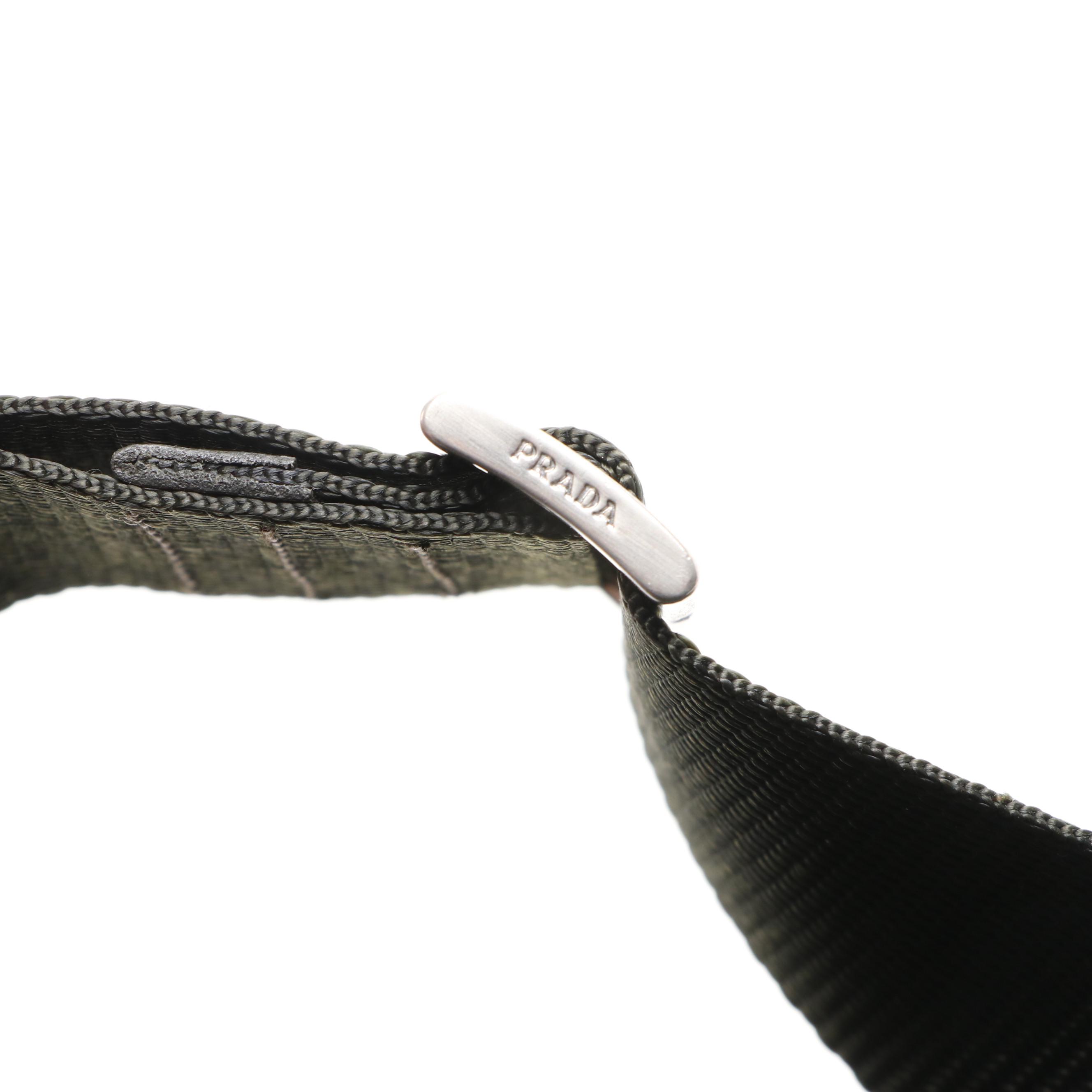 Prada Small Messenger Bag in Green Nylon Gabardine with Leather Trim