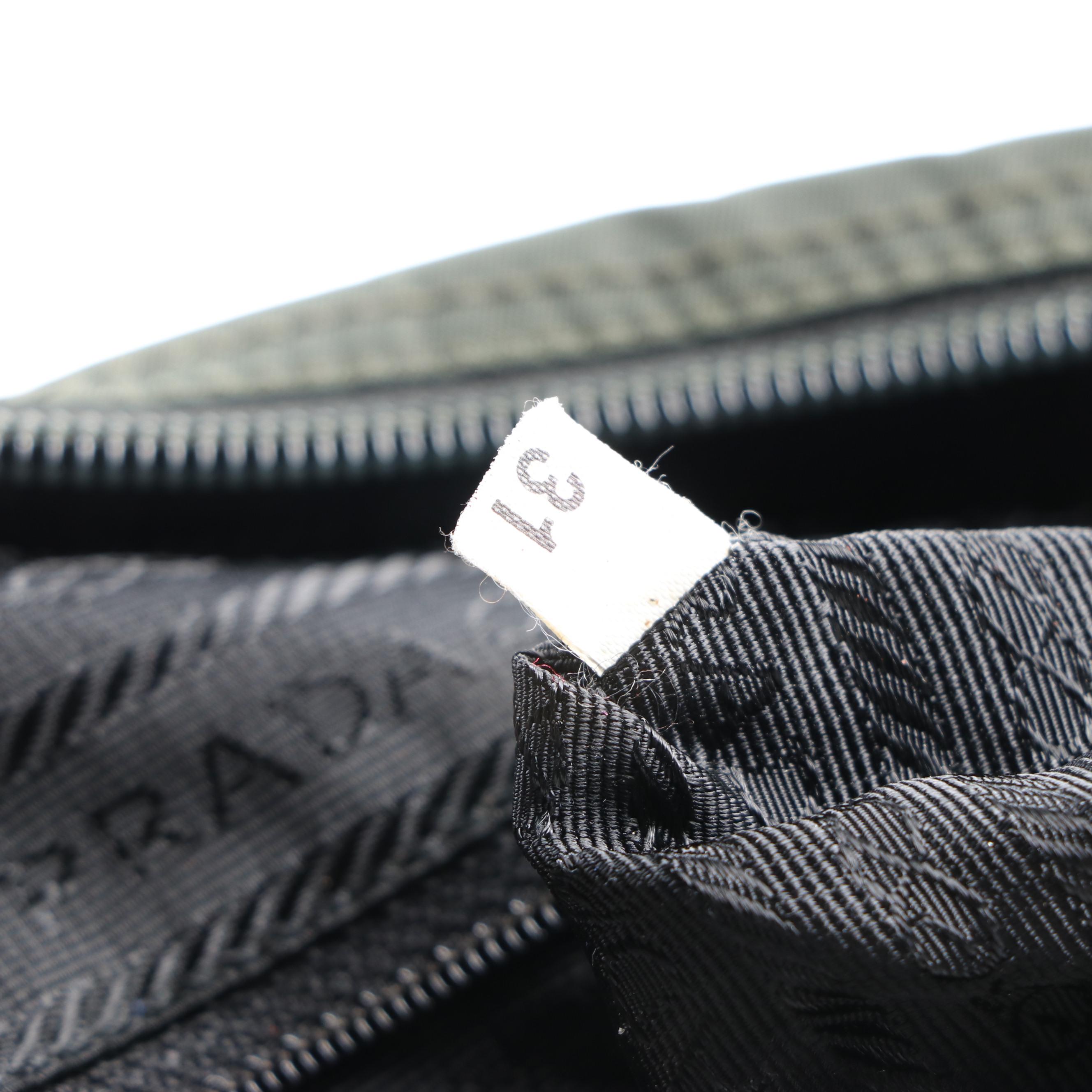 Prada Small Messenger Bag in Green Nylon Gabardine with Leather Trim