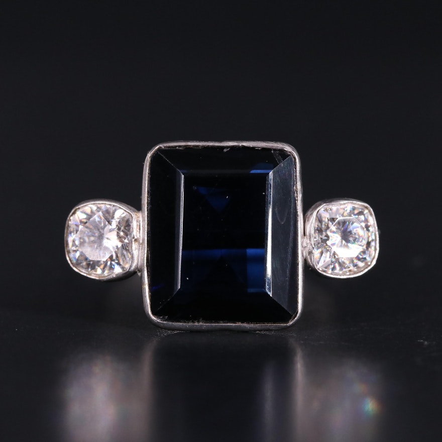 14K Sapphire and Moissanite Ring