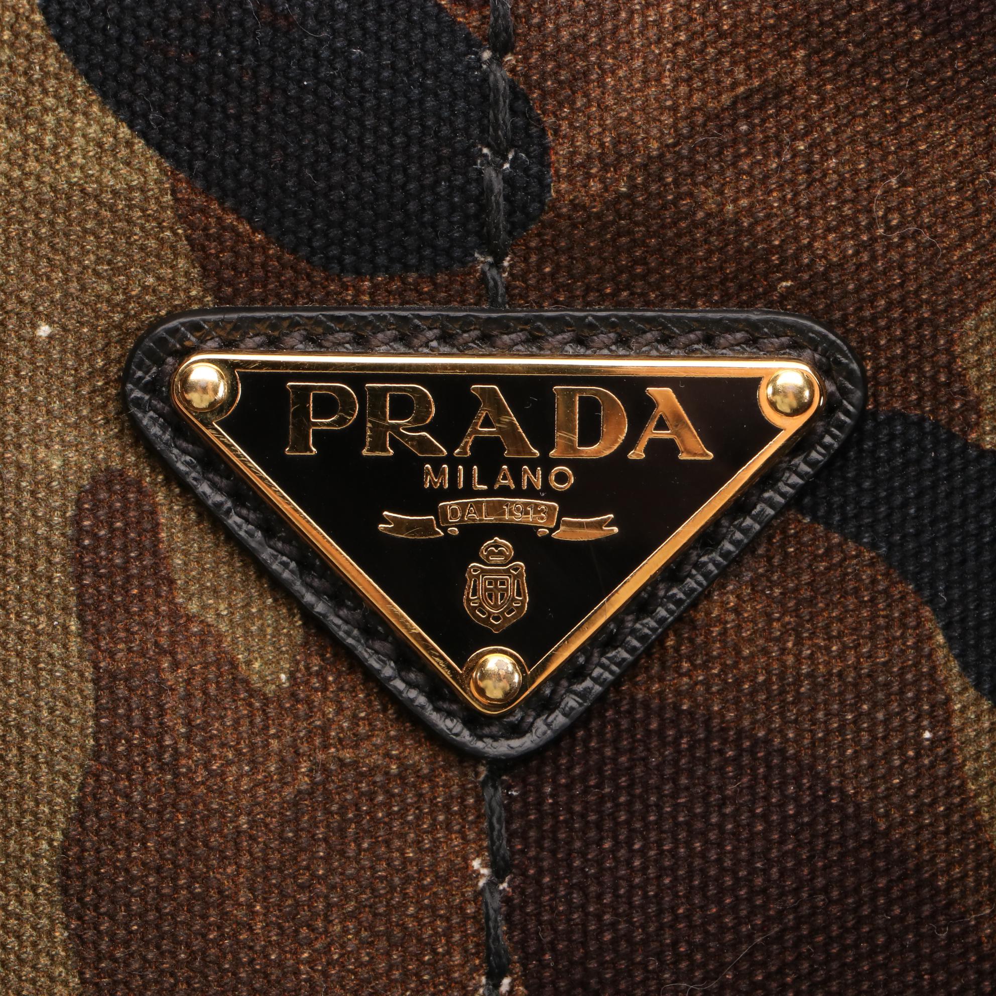 Prada Open Tote in Camo-Printed Canvas