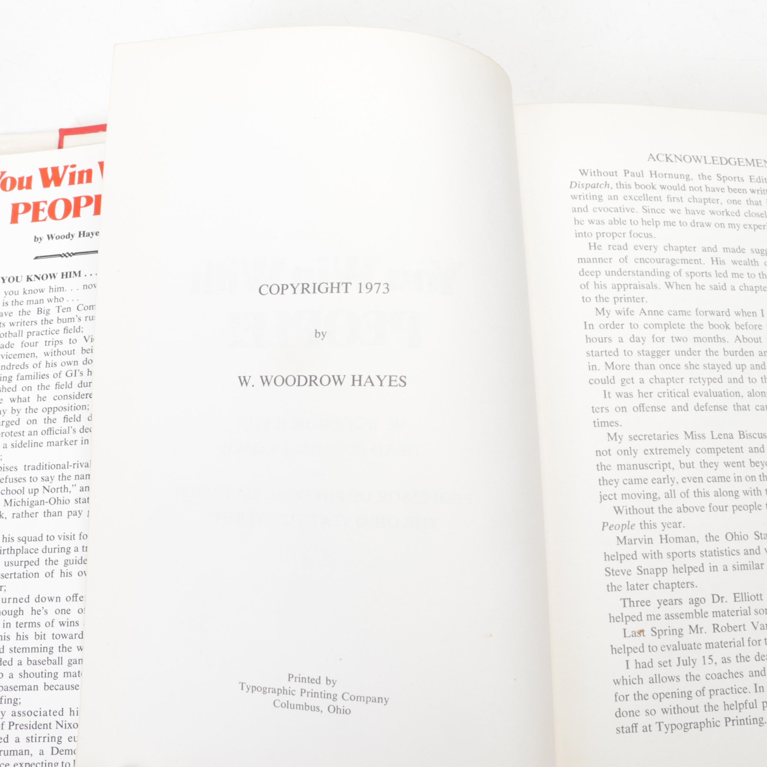 OSU Woody Hayes Signed "You Win with People" Book, Signed Hat, Football and More