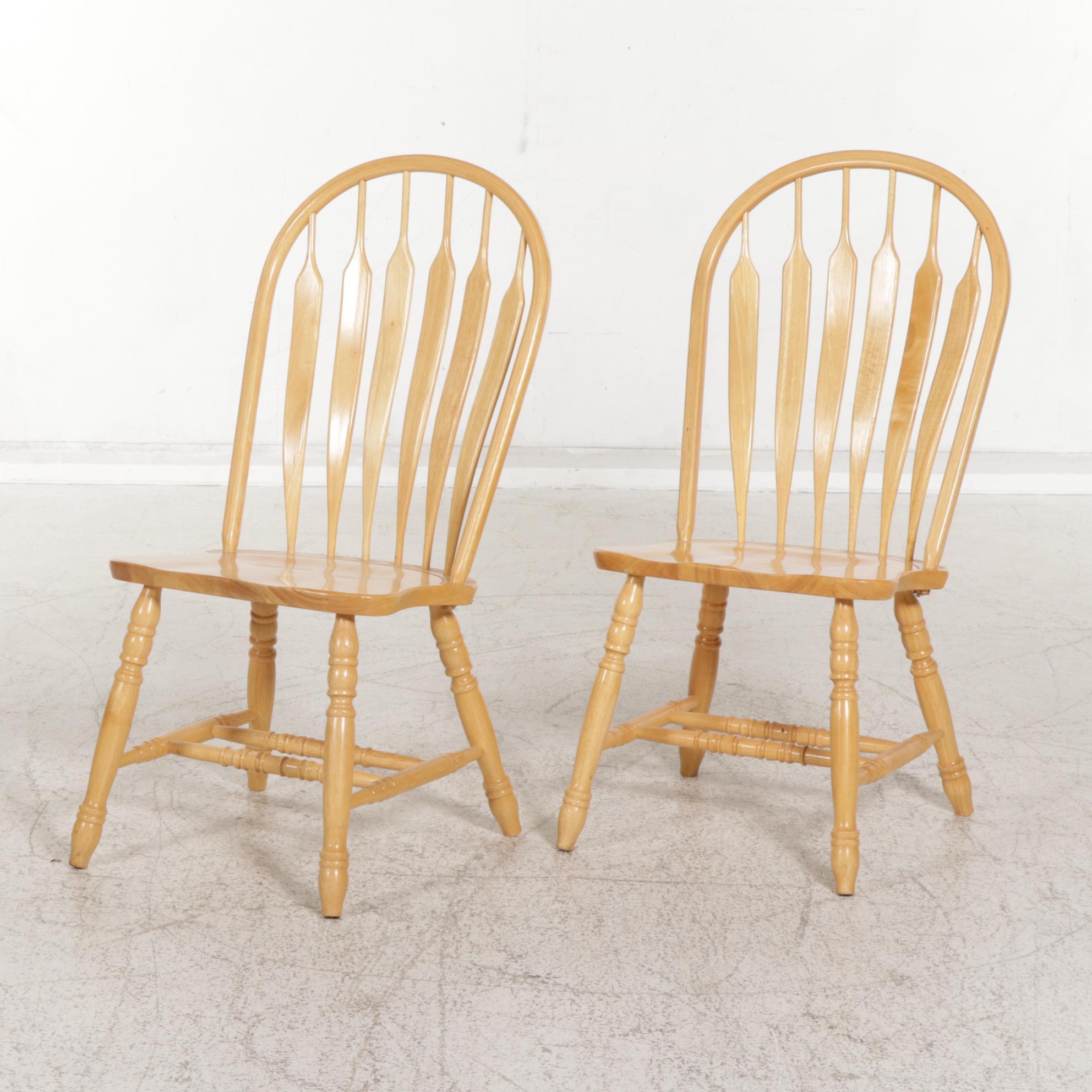 Pair of Oak Express Windsor Style Arrow-Back Dining Chairs