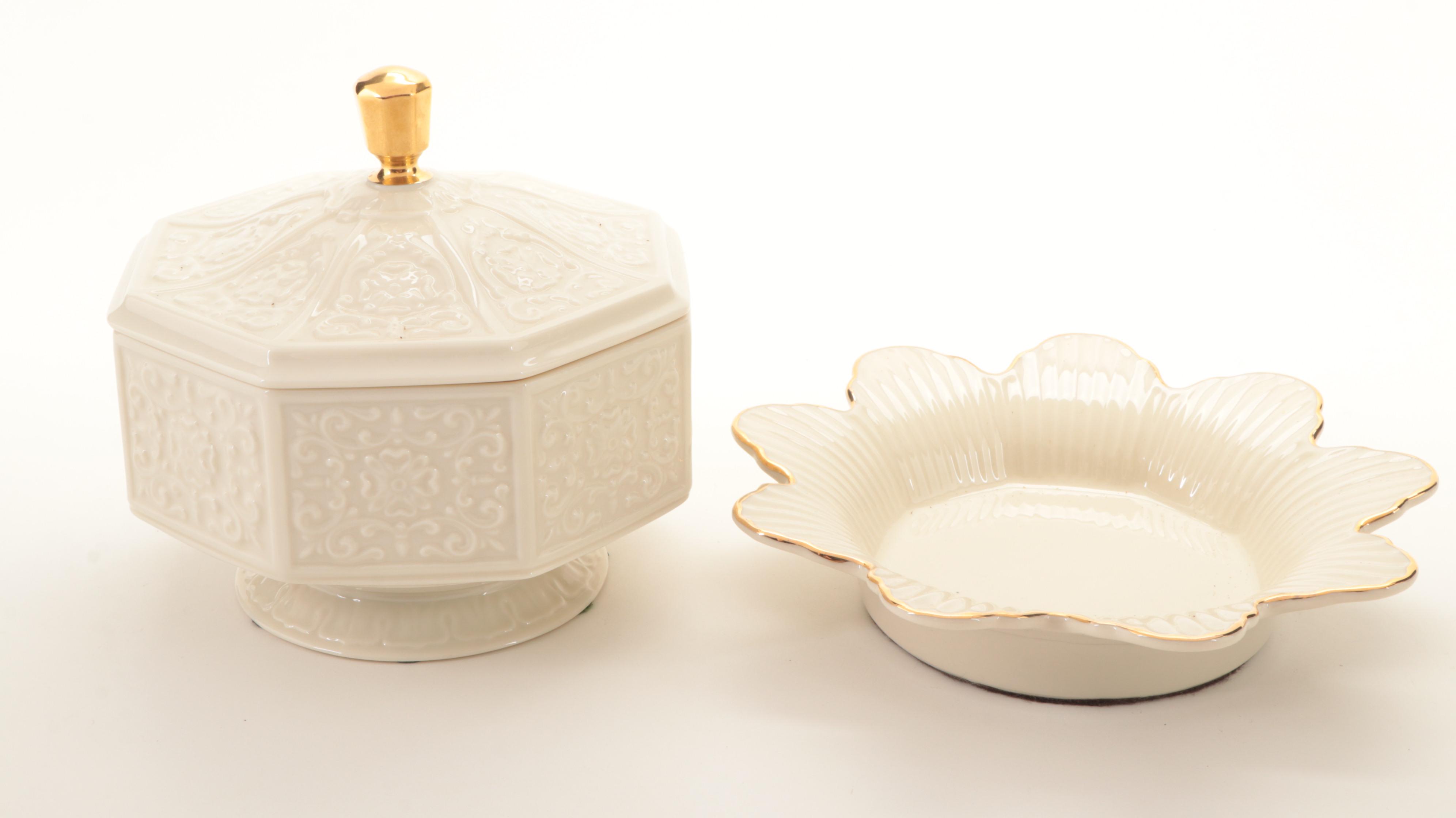 Royal Doulton and Lenox Bone China Vases, Trinket Box and Elephant Figurine