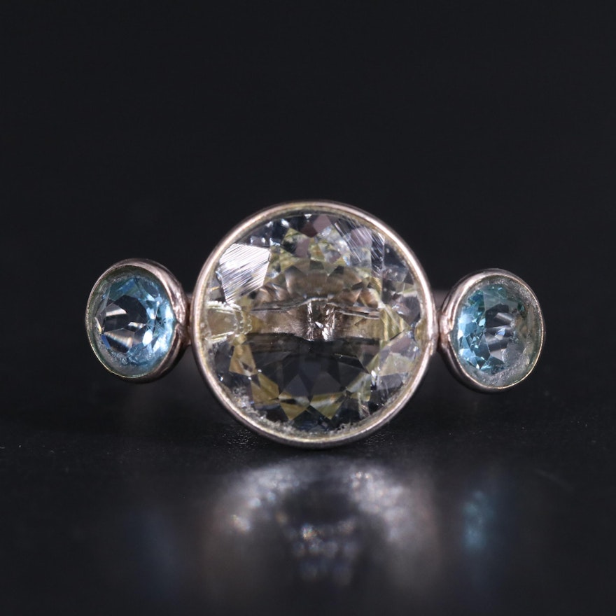 14K Aquamarine and Blue Topaz Ring