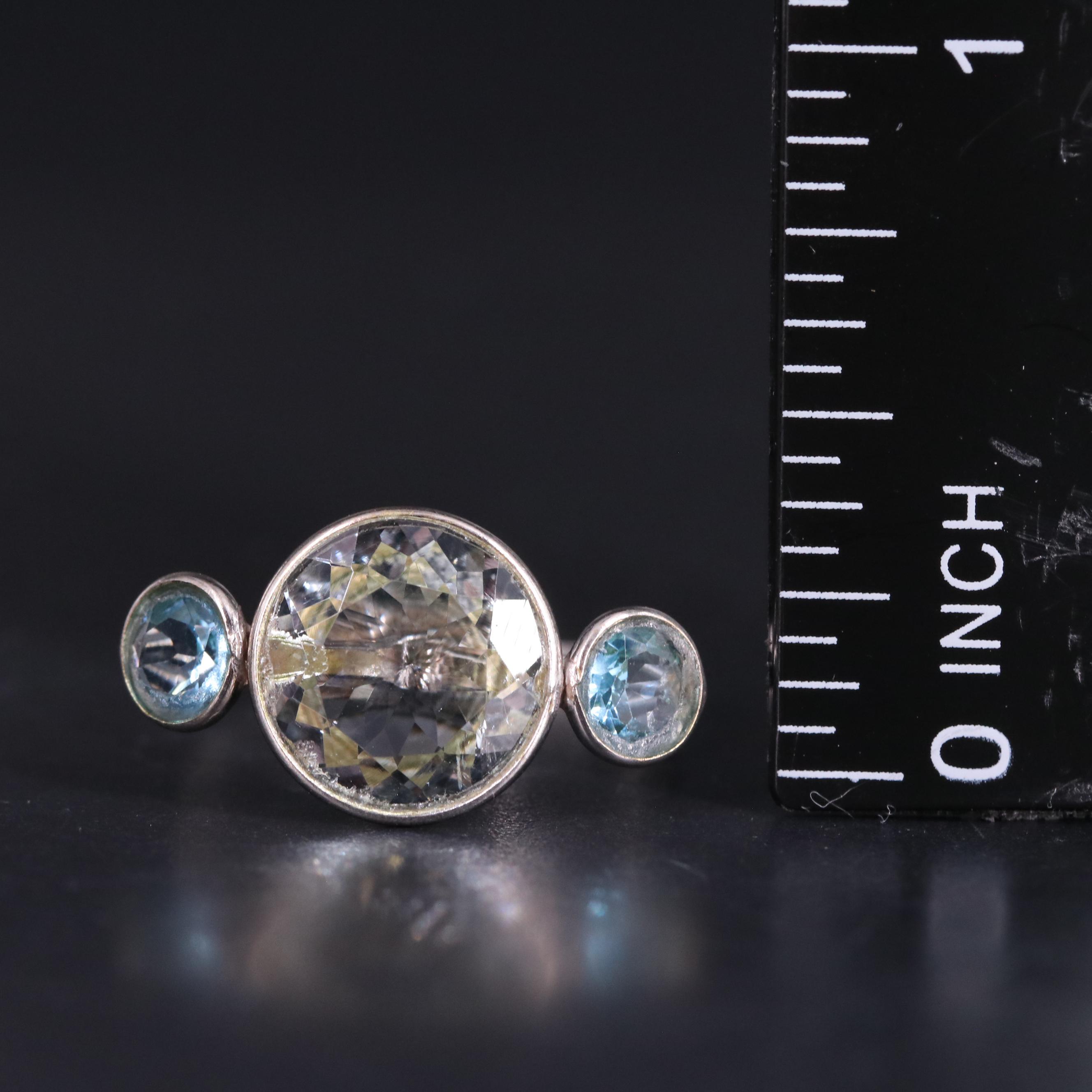 14K Aquamarine and Blue Topaz Ring