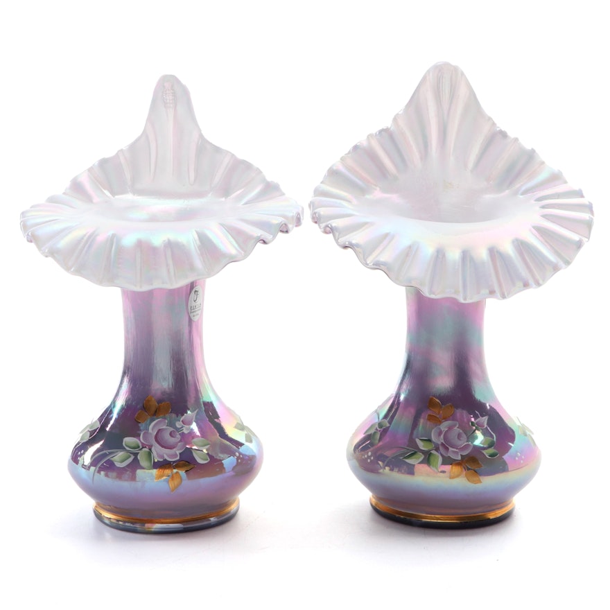 Fenton Museum Collection Iridescent Glass Jack In the Pulpit Vases, 2004